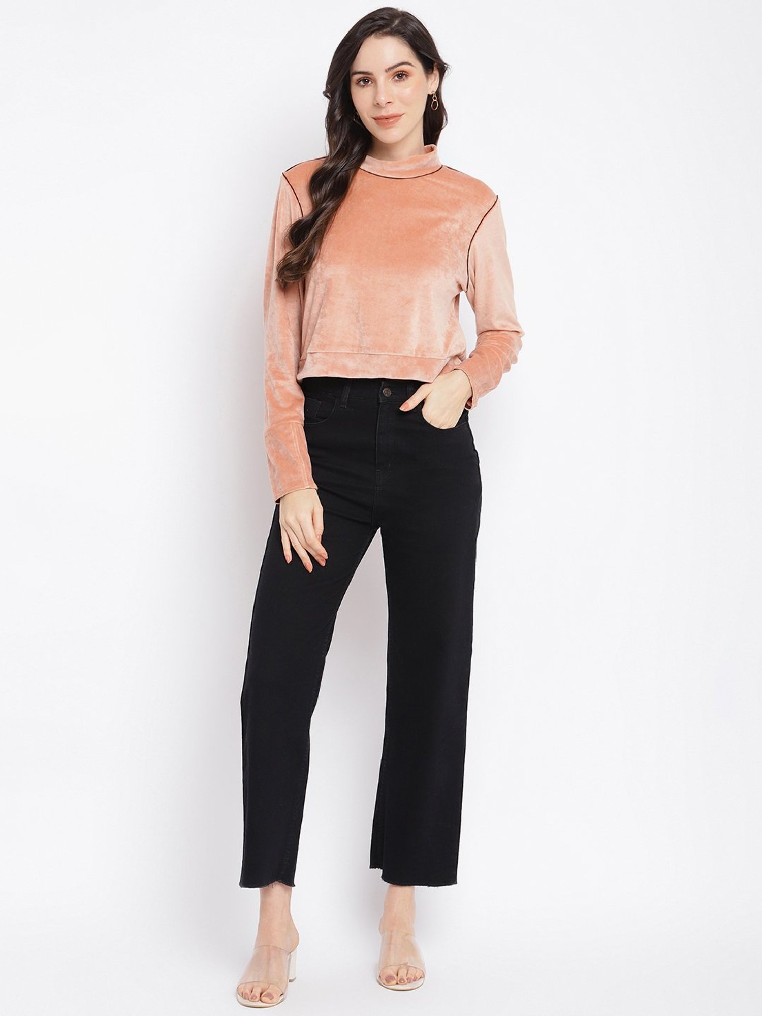 Latin Quarters Beige Full Sleeve Top