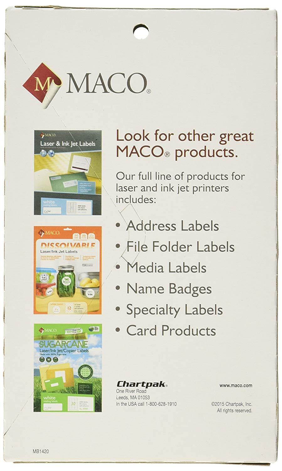 MACO White Round Multi-Purpose Labels, 5/16 Inches in Diameter, 1000 Per Box (MR-505)