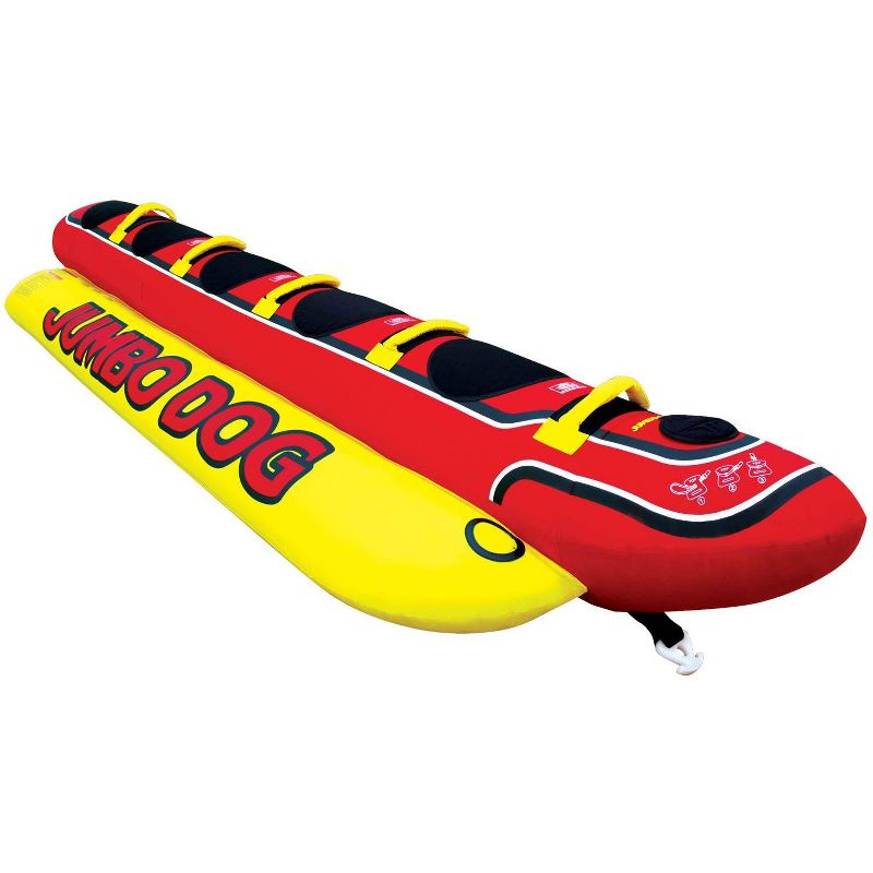 AIRHEAD HD-5 Jumbo Hot Dog 5-Person Rider Inflatable Towable Tube w/ Tow Rope
