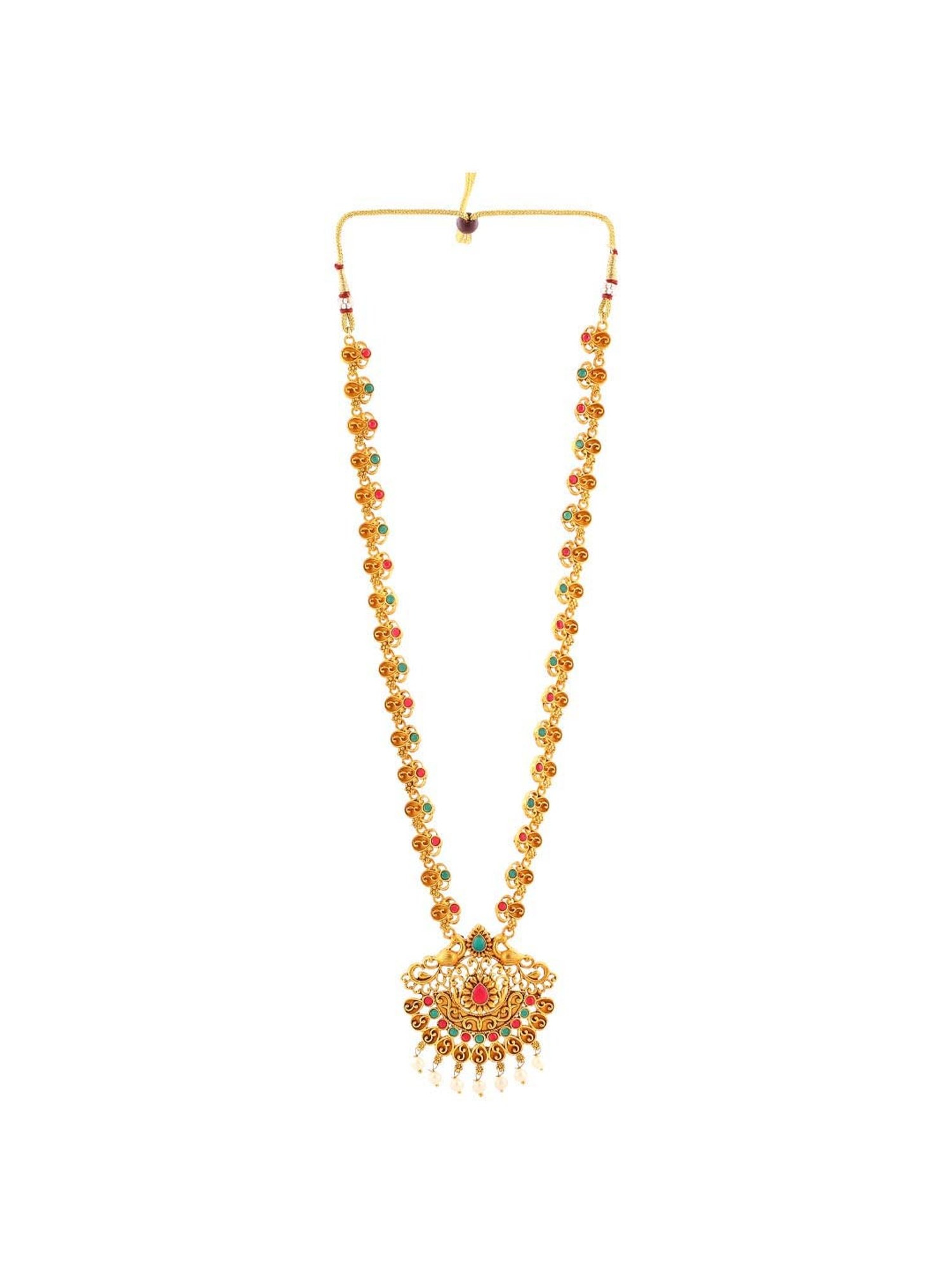 Estele Gold-Plated Gorgeous Peacock Designer Necklace Set with Pearls for Women