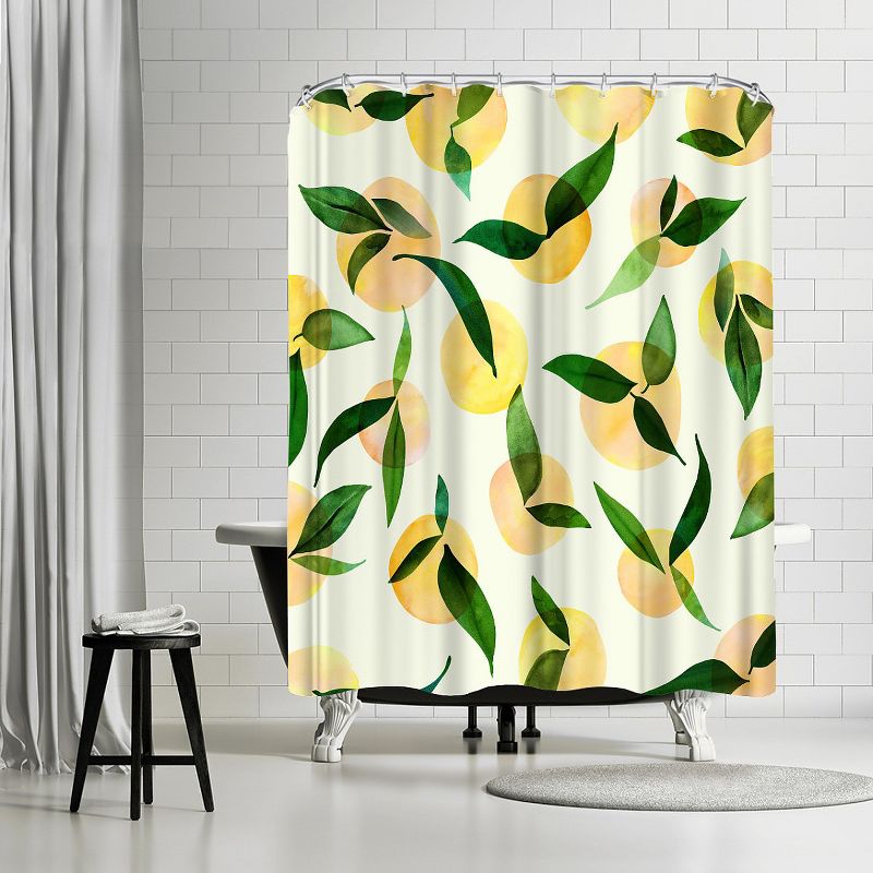 Americanflat Wild Lemons by Modern Tropical 71" x 74" Shower Curtain