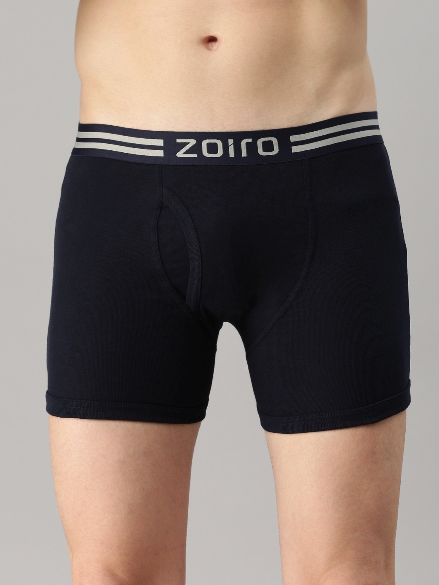 Zoiro Dark Denim & Pearl Cotton Regular Fit Trunks - Pack Of 2