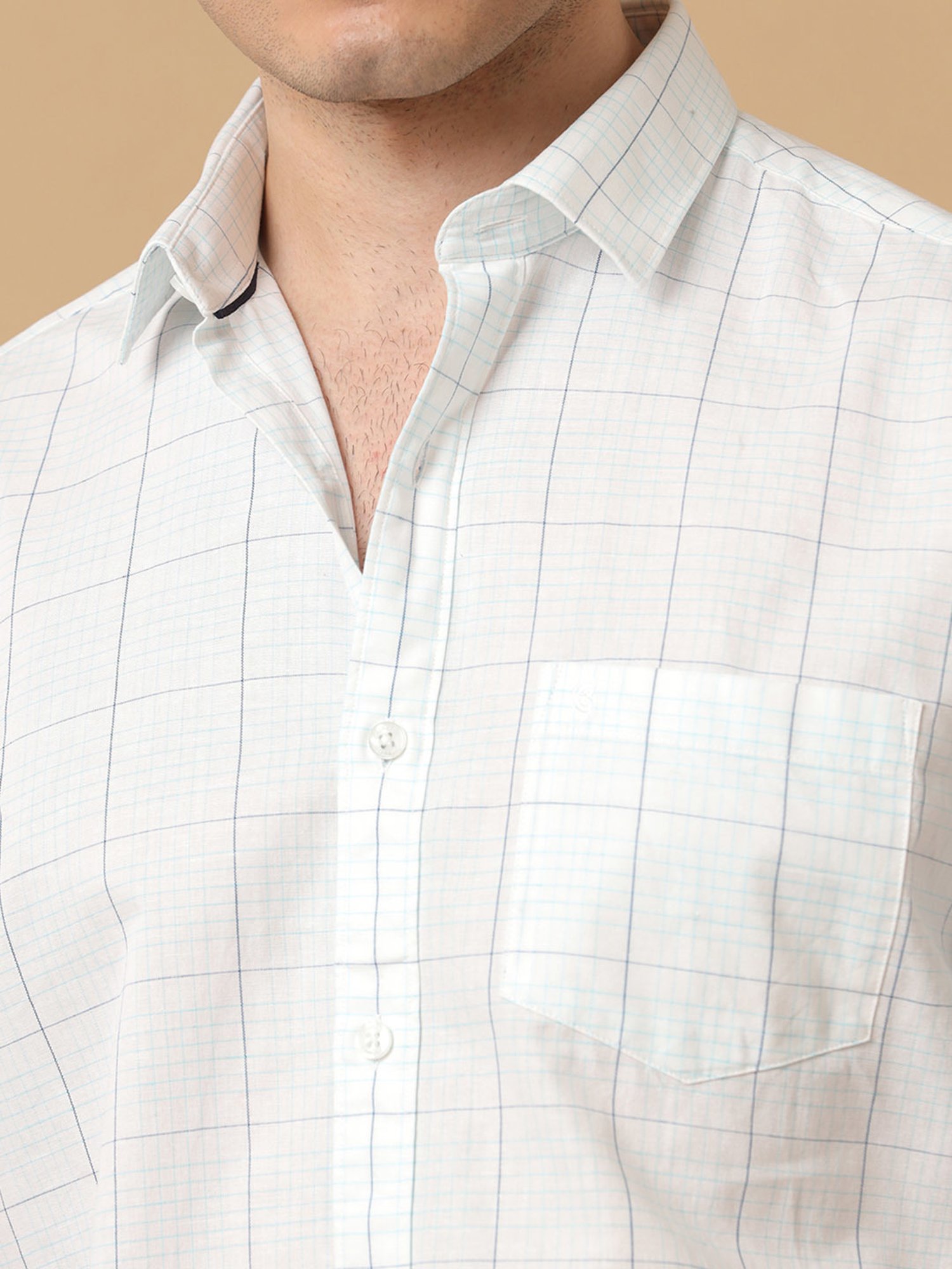 CAVALLO by Linen Club White Contemporary Fit Check Shirt