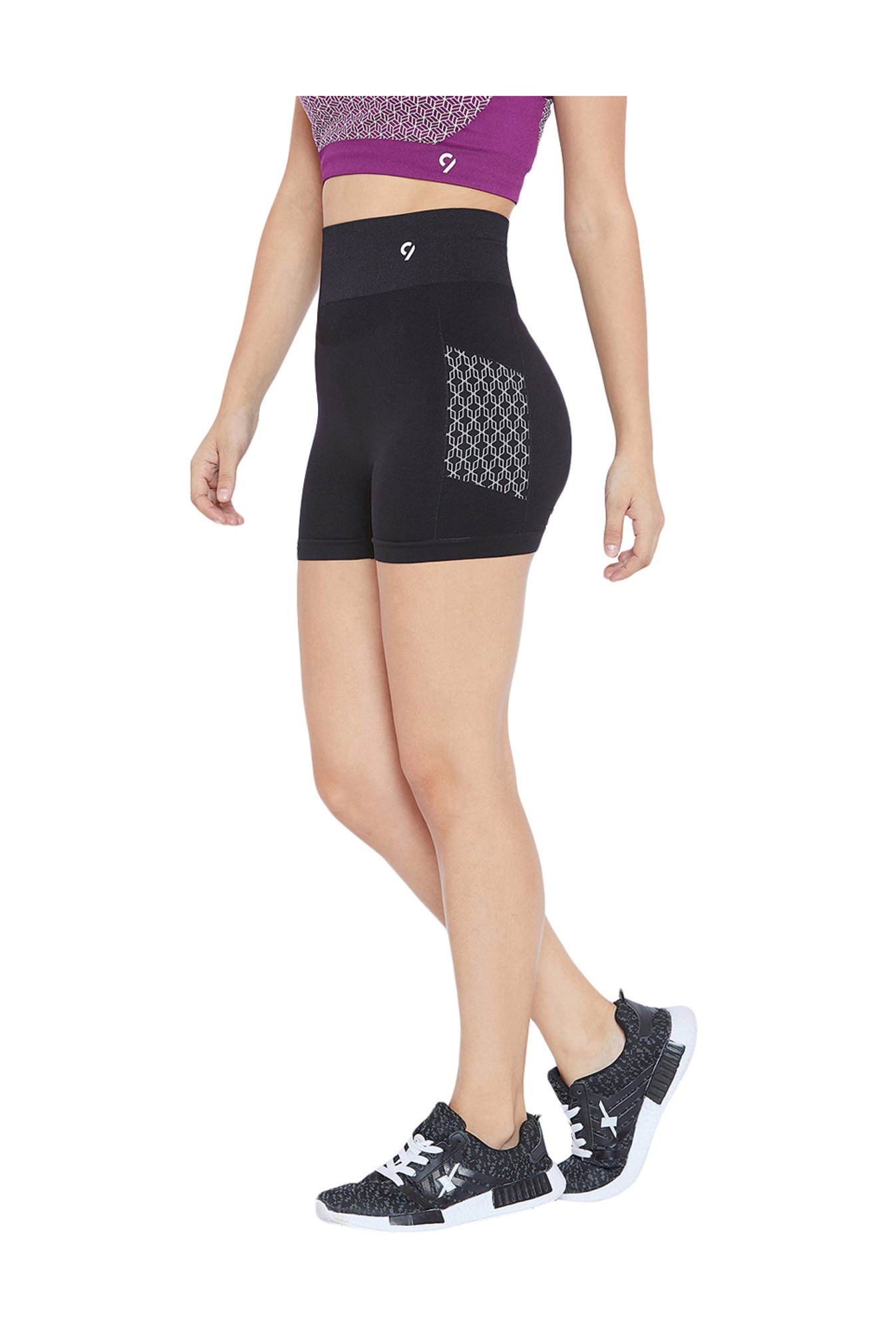 C9 Black Regular Fit Sports Shorts