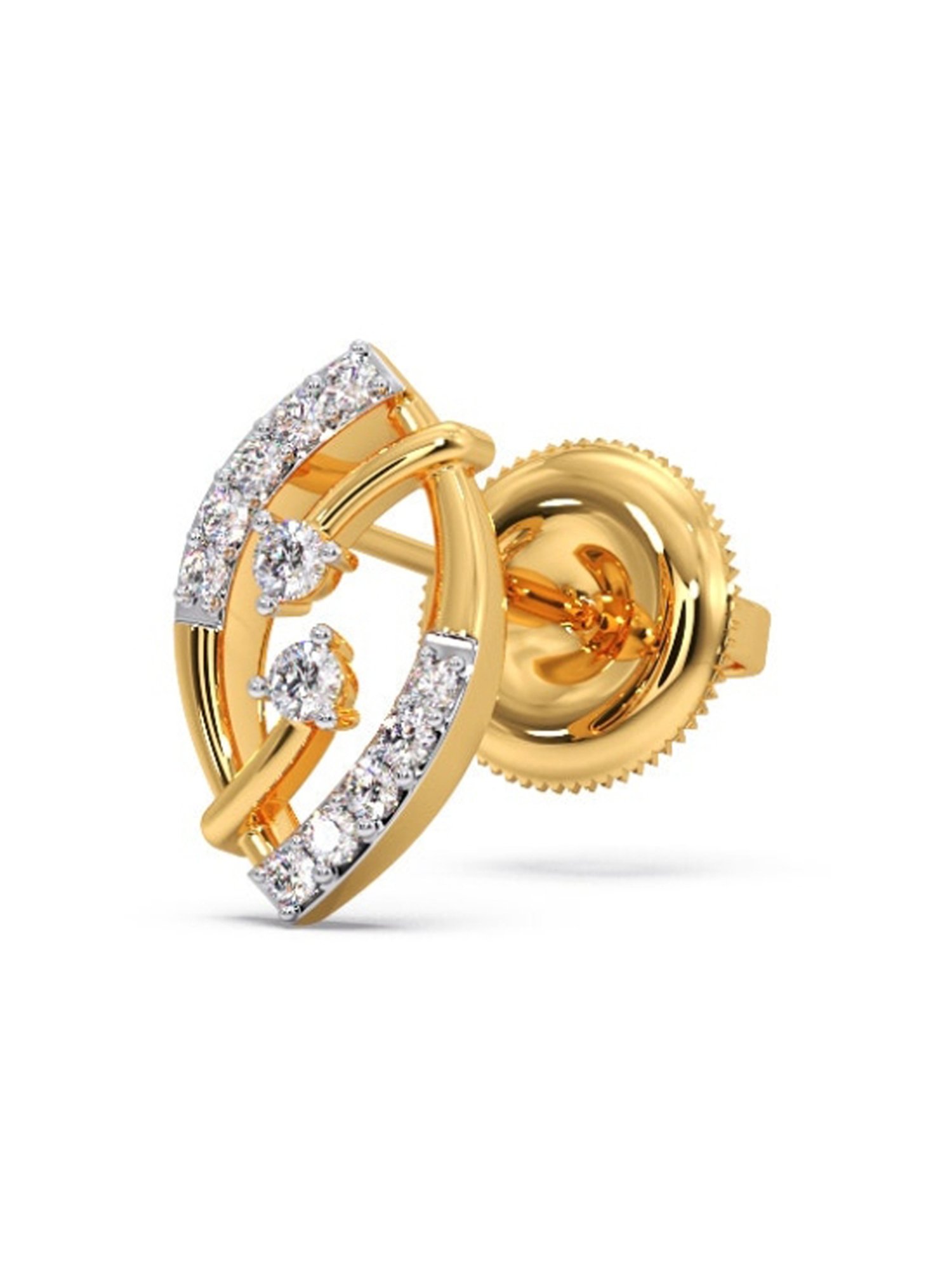 Candere by Kalyan Jewellers Peacock Collection 18k Yellow Gold Diamond Stud Earrings for Women