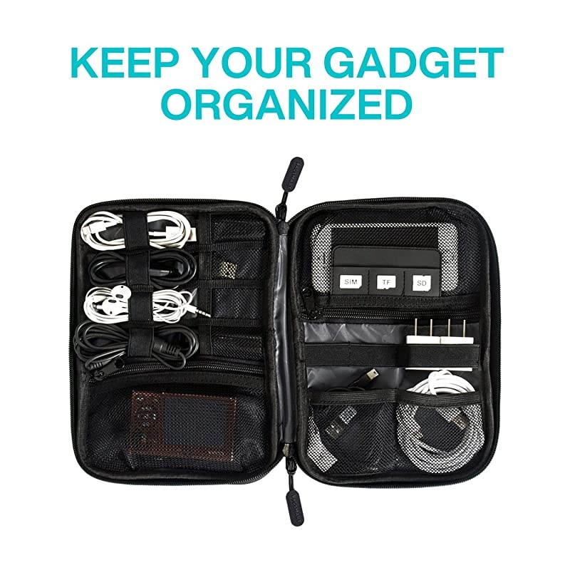 Electronic Organizer Travel Universal Cable Organizer Electronics Accessories Cases for Cable Charger Phone USB SD Card Black