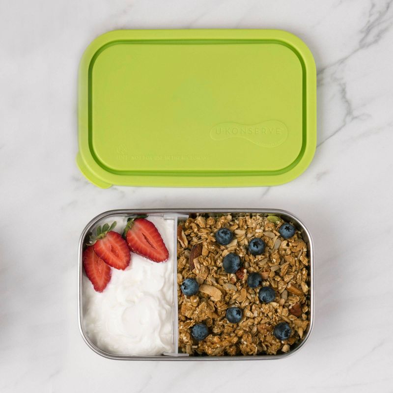 U-Konserve Stainless Steel Food-Storage Container Bento Rectangle 25oz - Lime Plastic Lid