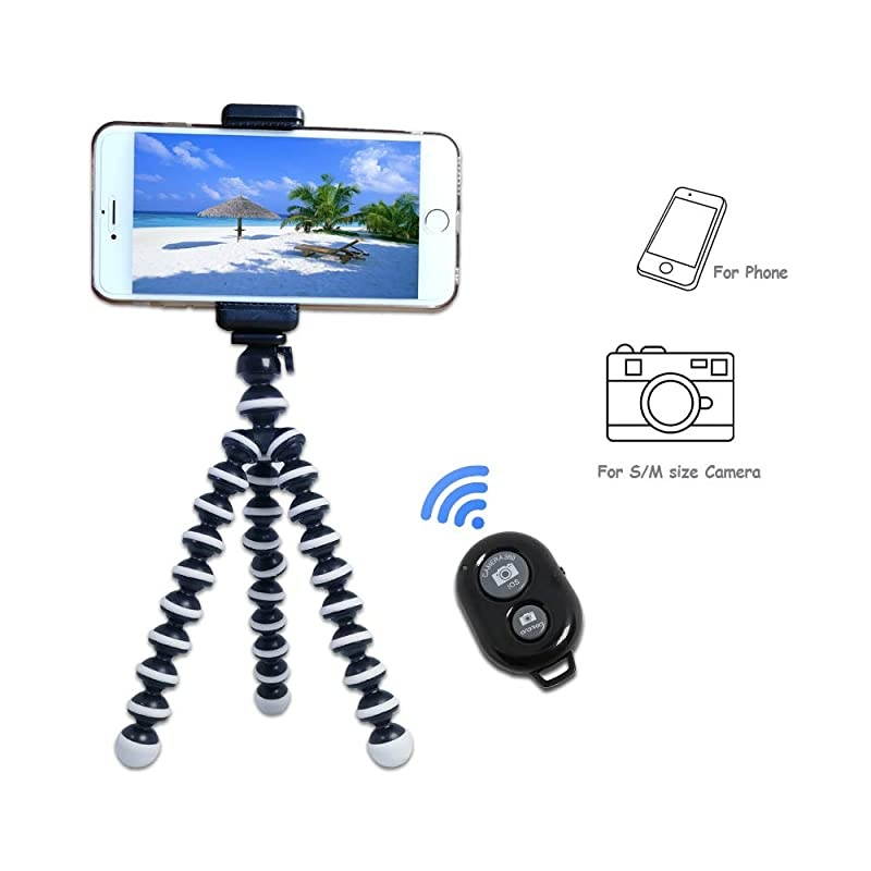 Portable Flexible Cell Phone Octopus Tripod Phone Holder Selfie Tripod with Wireless Bluetooth Remote ShutterExtendable Mount Holder for Universal Cell PhoneSmall Camera Medium
