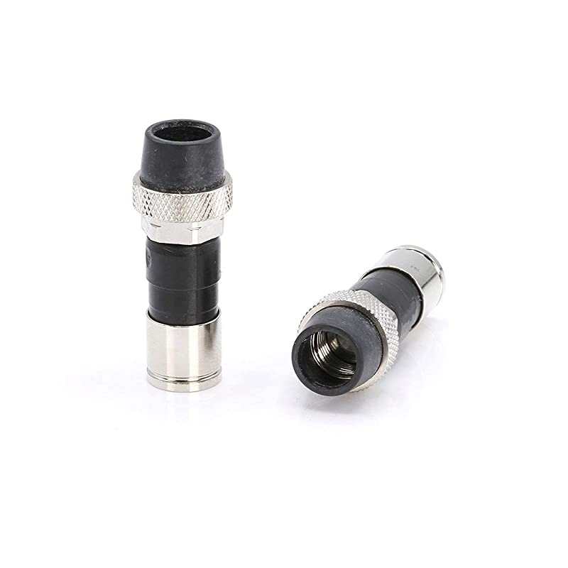 Cable Compression Fitting Connector for RG6 Coax Cable with Weather Seal O Ring Weather Boot and Water Tight Grip 100 Pack