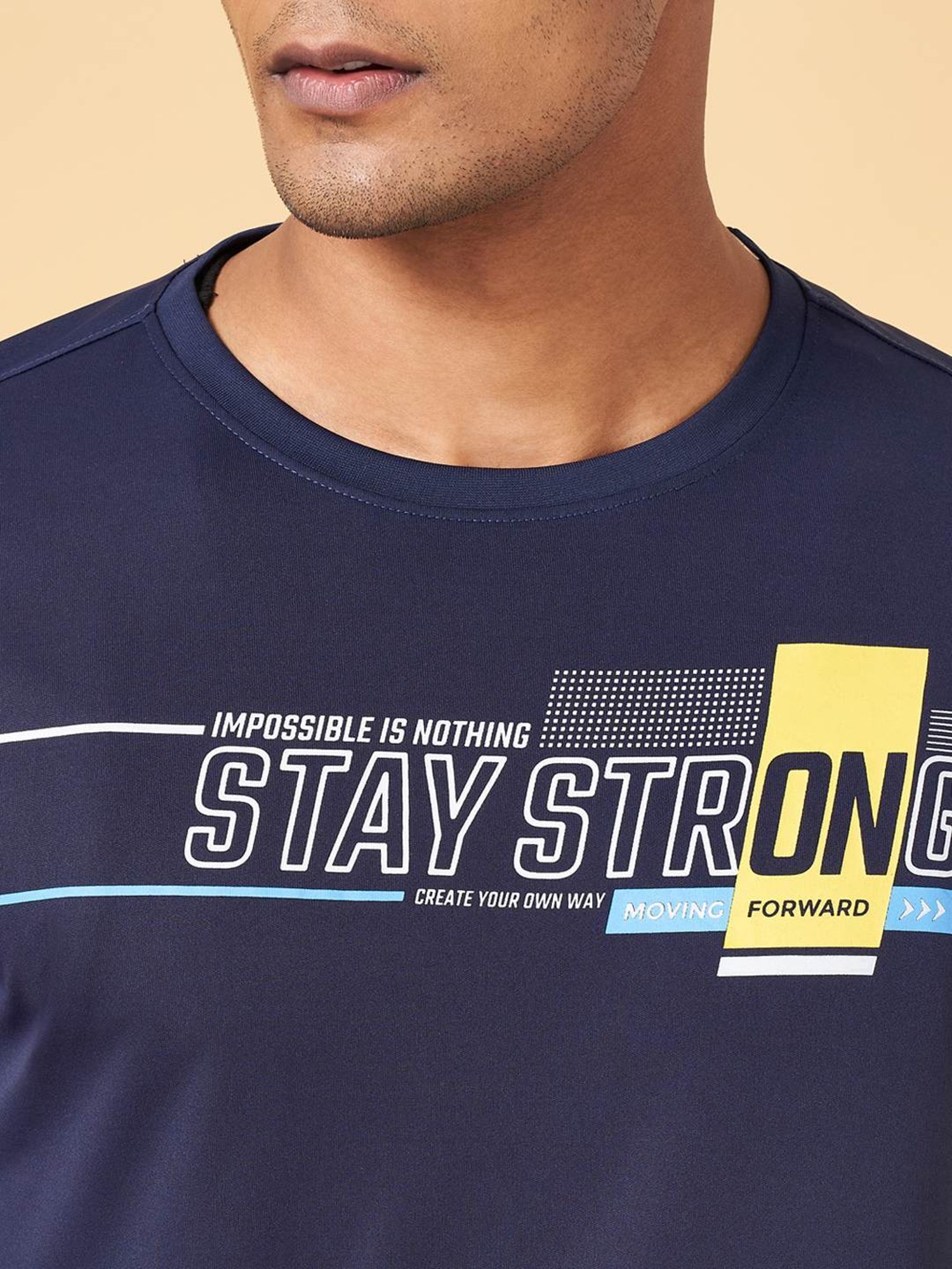 Ajile by Pantaloons Navy Blue Slim Fit Printed T-Shirt