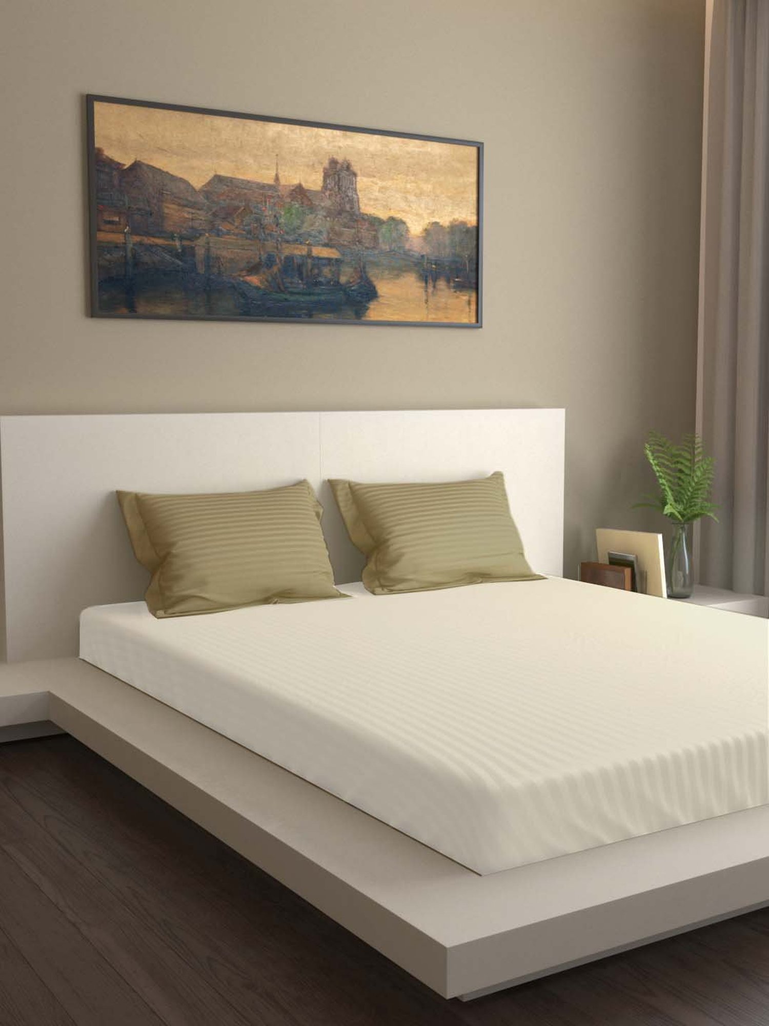 Mark Home Green 400 TC Premium Stripes Pillow - Set of 2