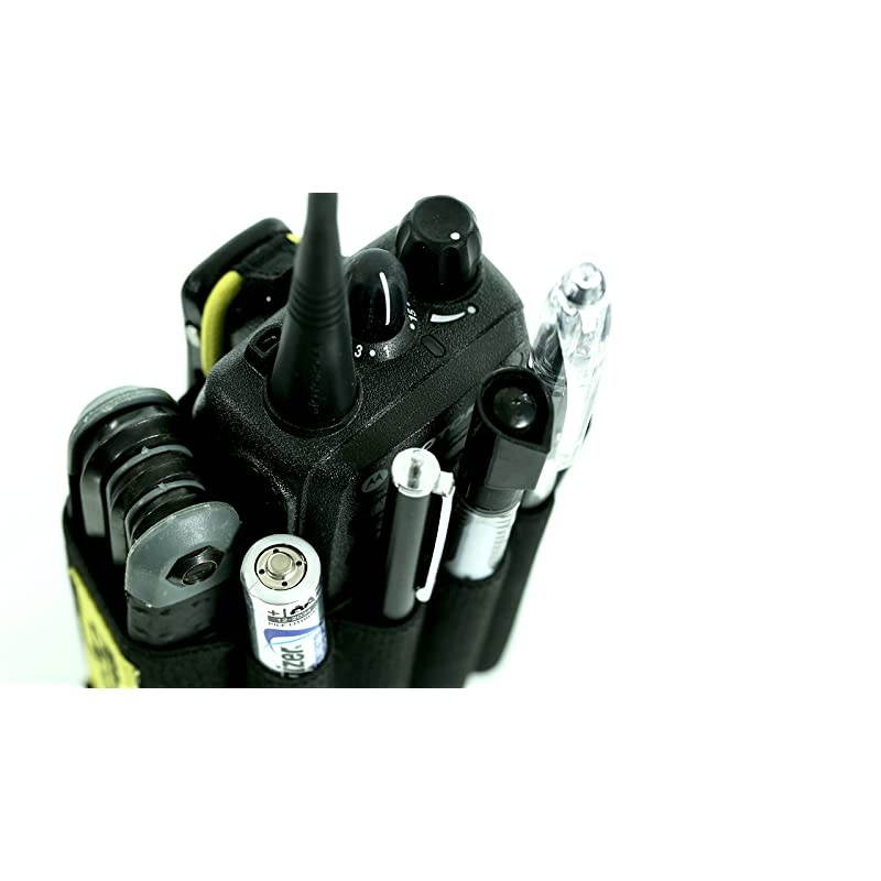 Caddie Yellow Accessory Pouch for Talkies | for Motorola CP 200 and Most Other Talkies | Black with Yellow Bungee