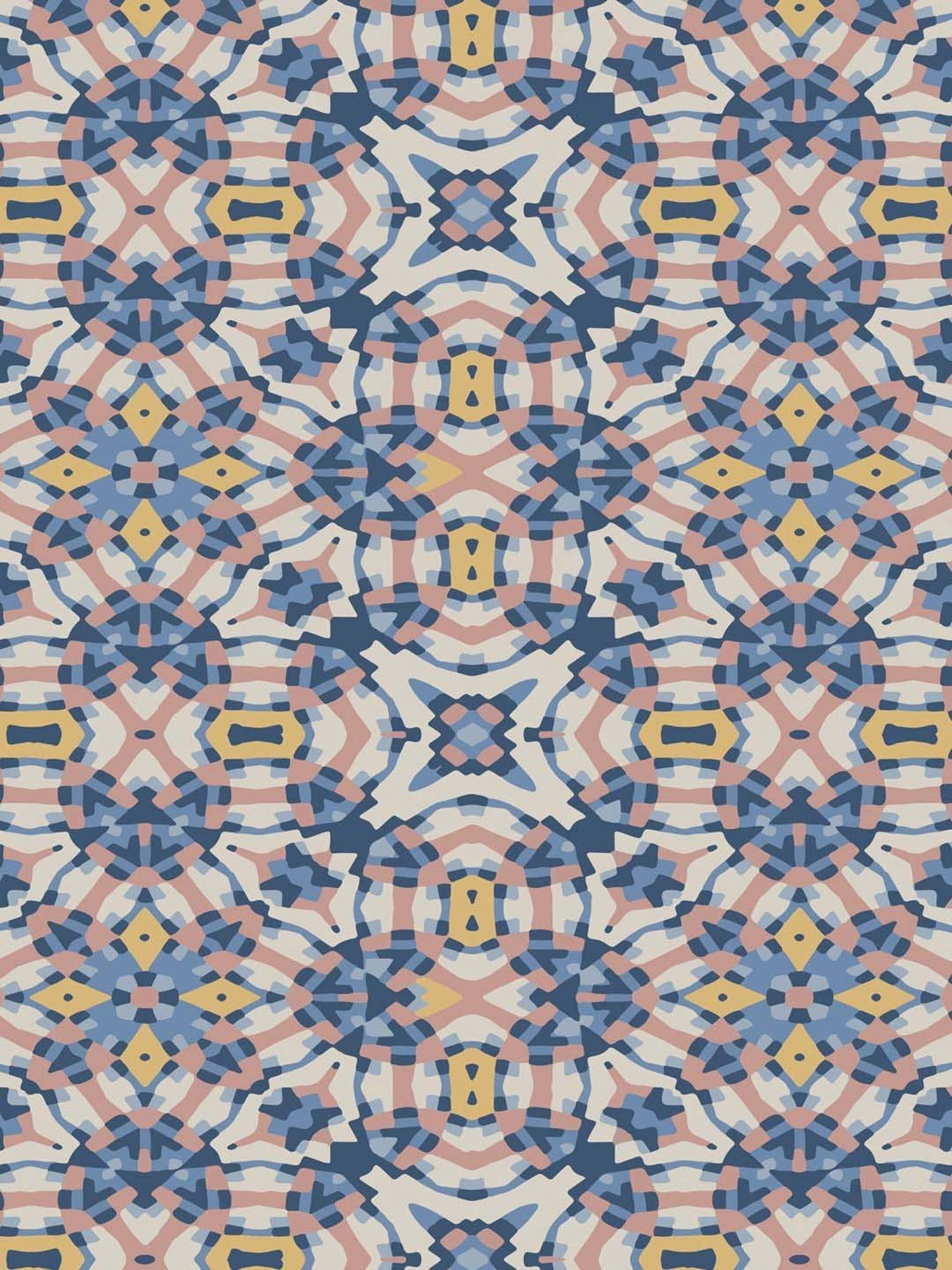 Petal Home Alhambra Blue & Beige Cotton Table Runner