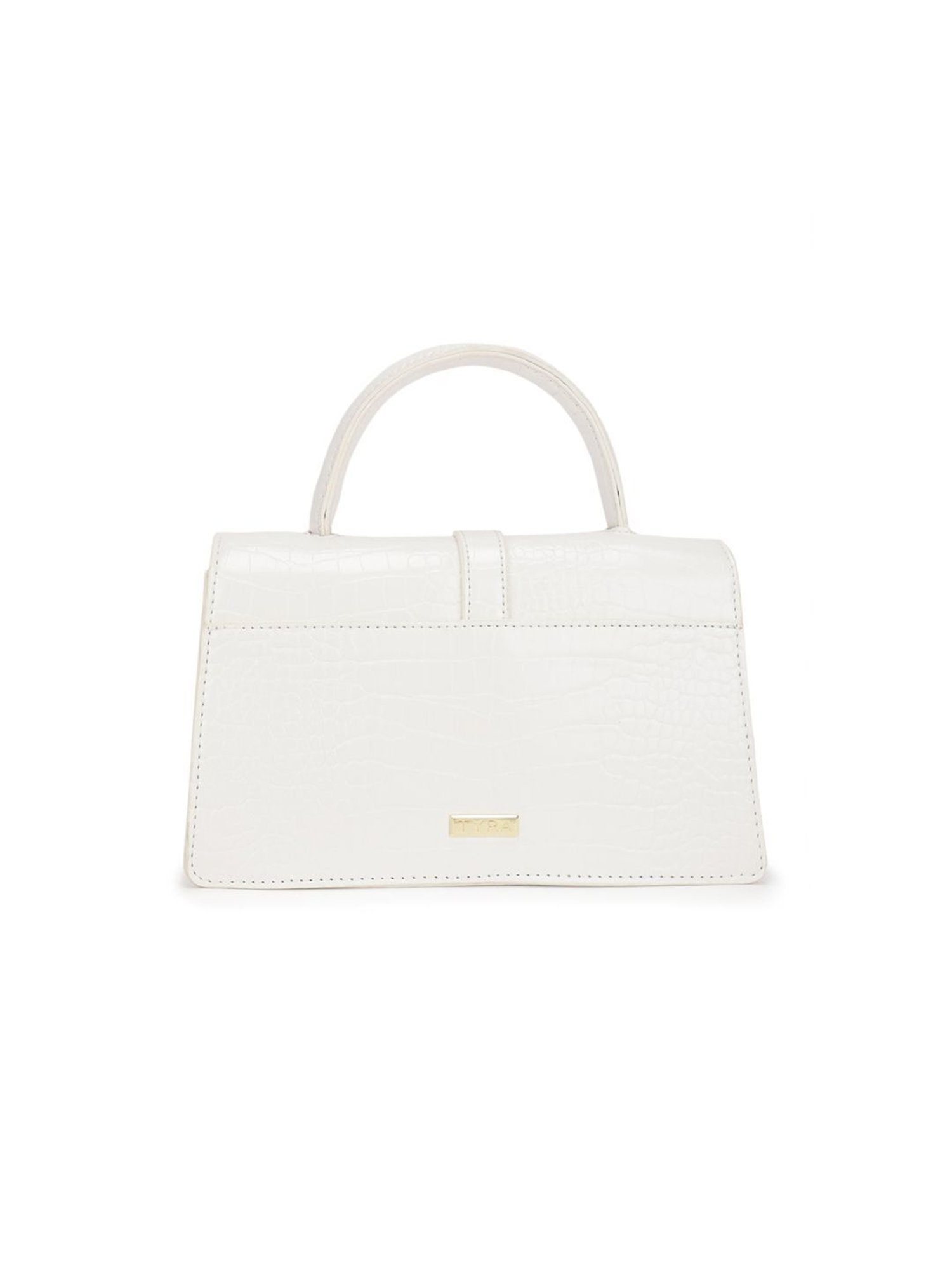 Tyra Isla White Textured Faux Leather Satchel Handbag