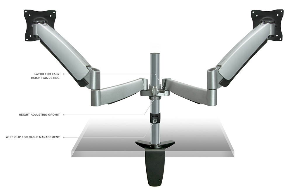 Mount-It! Dual Monitor Desk Mount | Fits 17"-27" Computer Screens | Full Motion