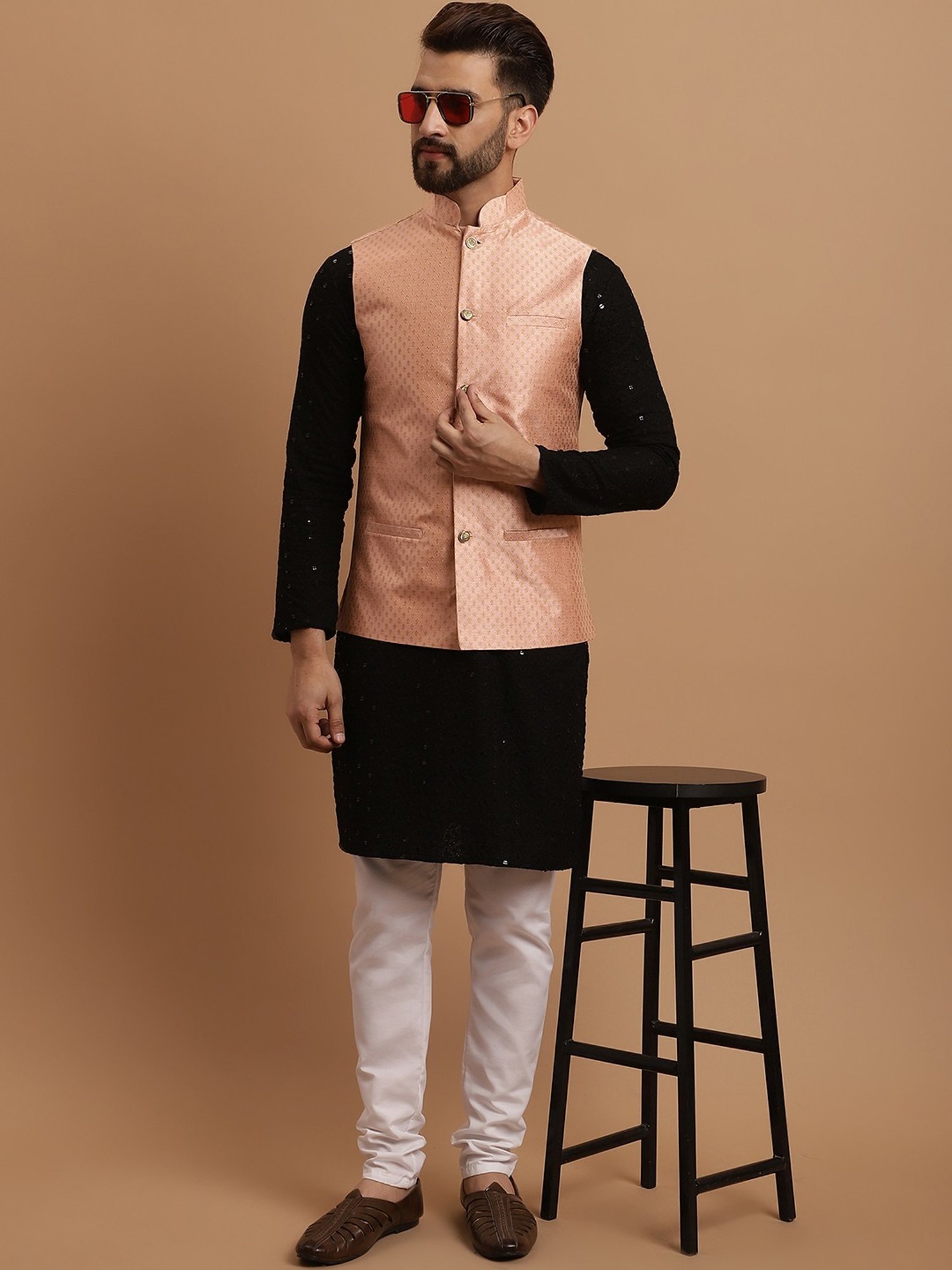 Sojanya Muilticolored Regular Fit Embroidered Kurta Set With Jacket