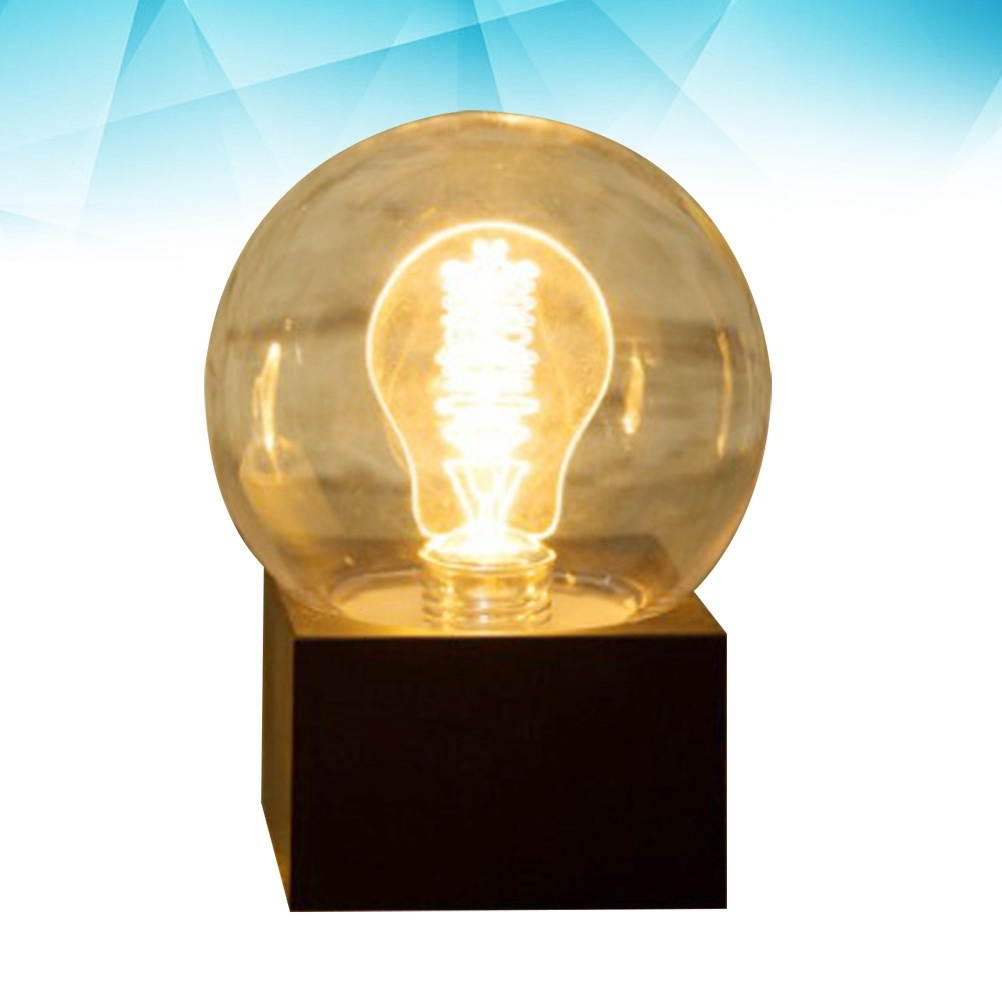 USB Rechargeable Battery Operated Creative Vintage Small Bulb Night Light Bed Room Lamp Home Decor (Black)