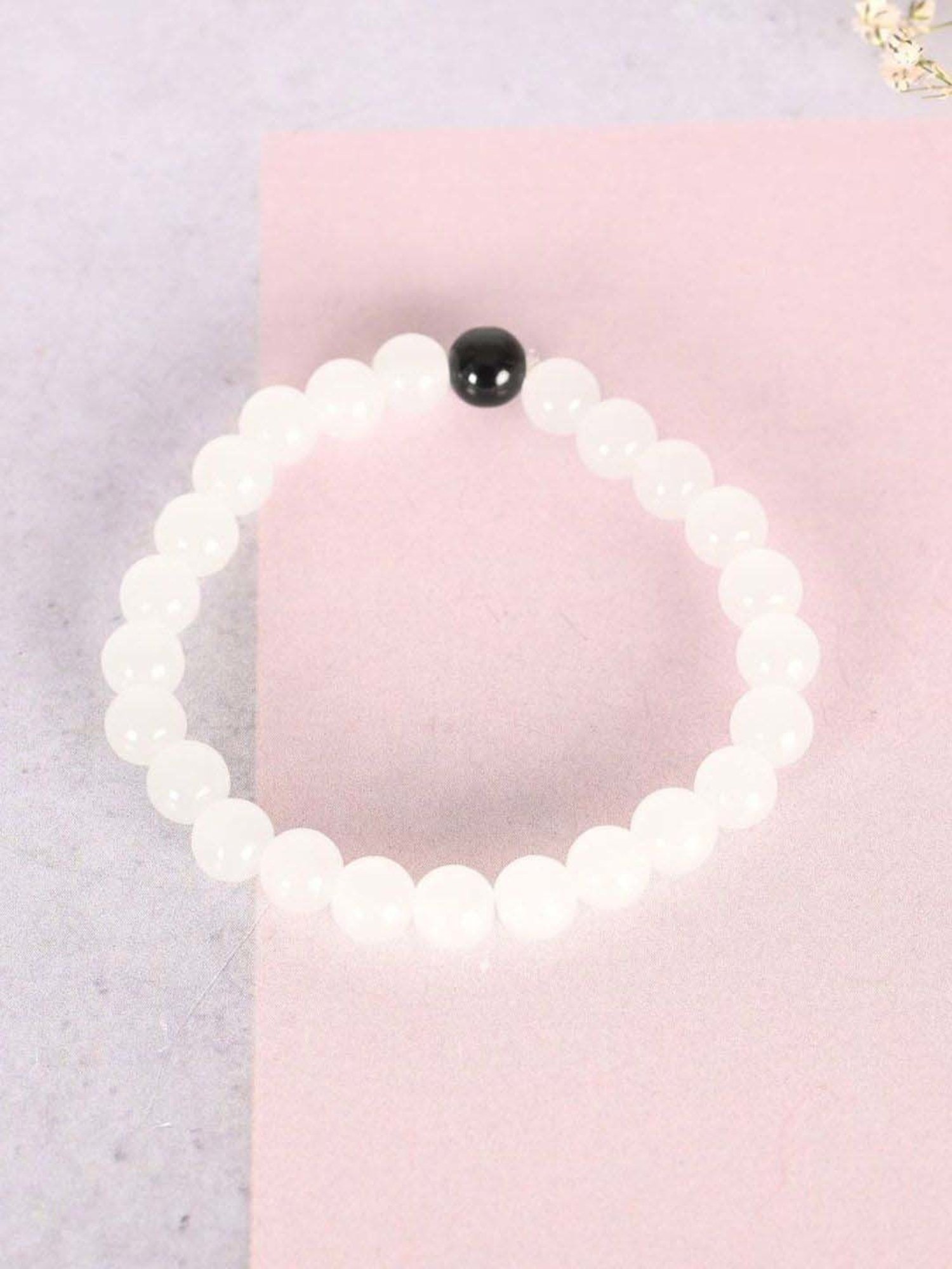 NVR White Marbel Crystal Elasticated Bracelet for Unisex