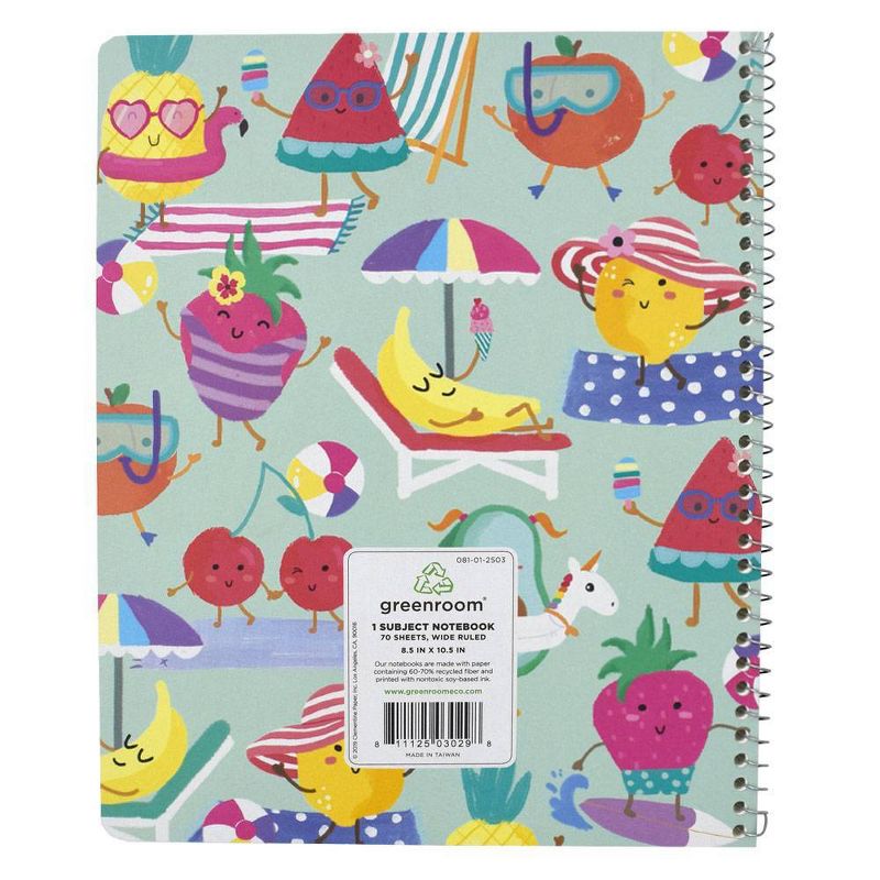 Food People 1 Subject Wide Ruled Spiral Notebook Light Blue - Greenroom
