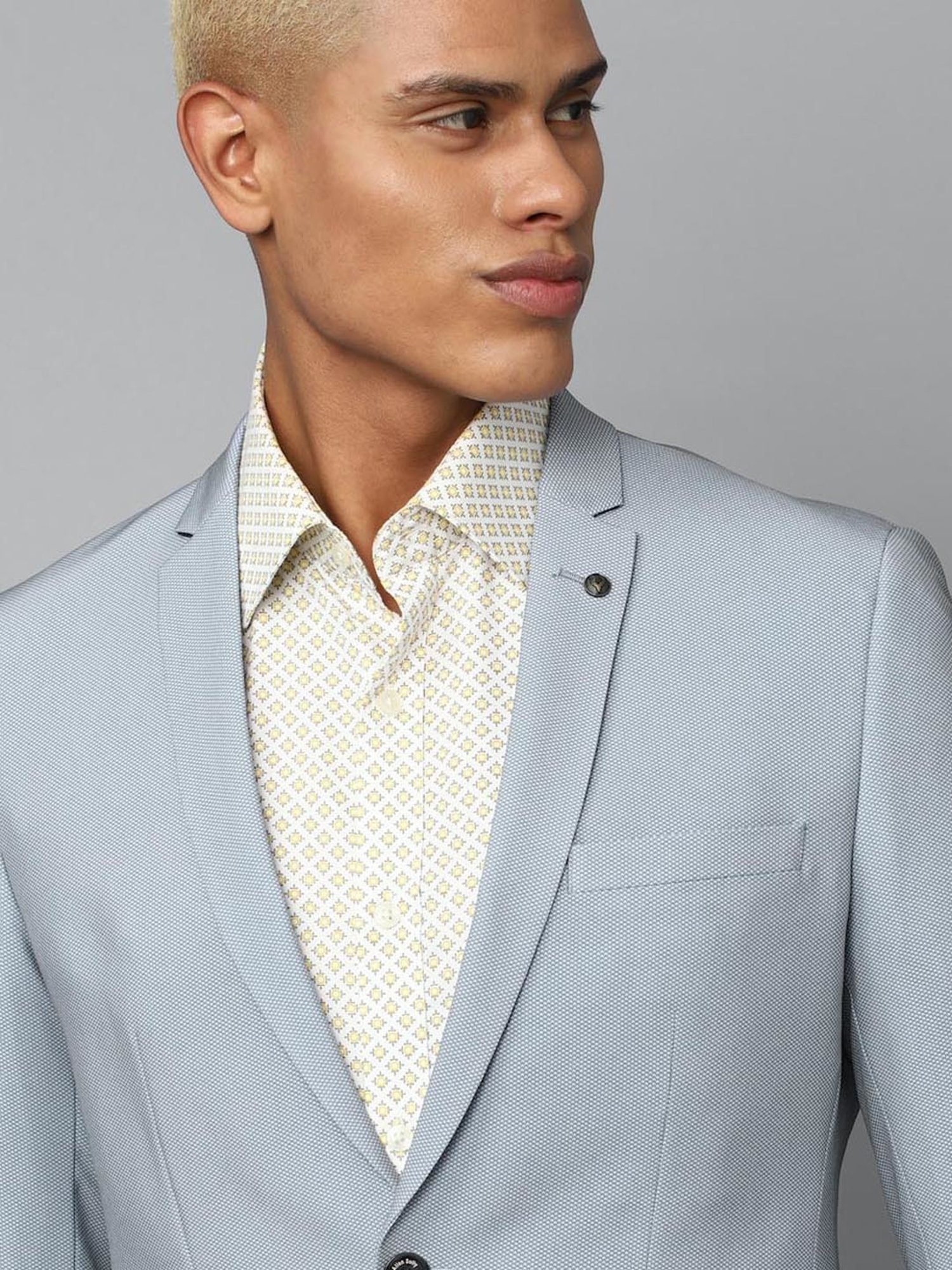 Allen Solly Blue Slim Fit Self Pattern Blazers