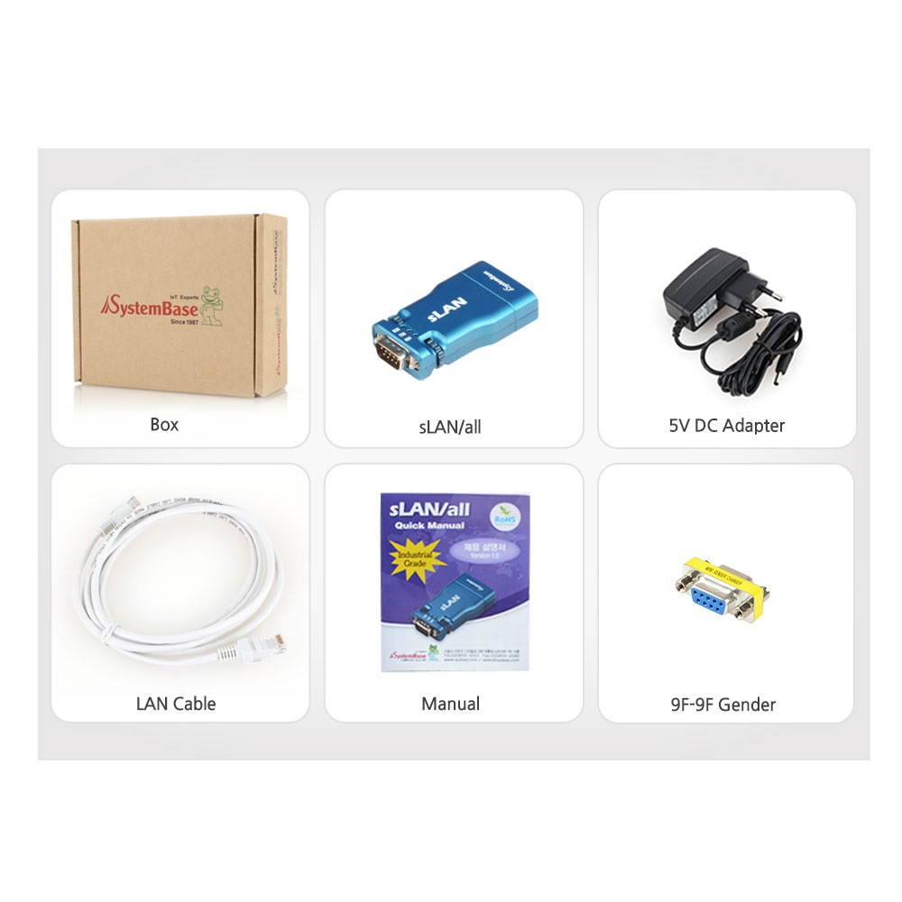 SystemBase &ndash; 1Port RS232/422/485 to RJ45 Ethernet LAN Network adapter, DB9 Serial port Male to RJ45 Female adapter, Speed up to 921.6Kbps (sLAN/All)