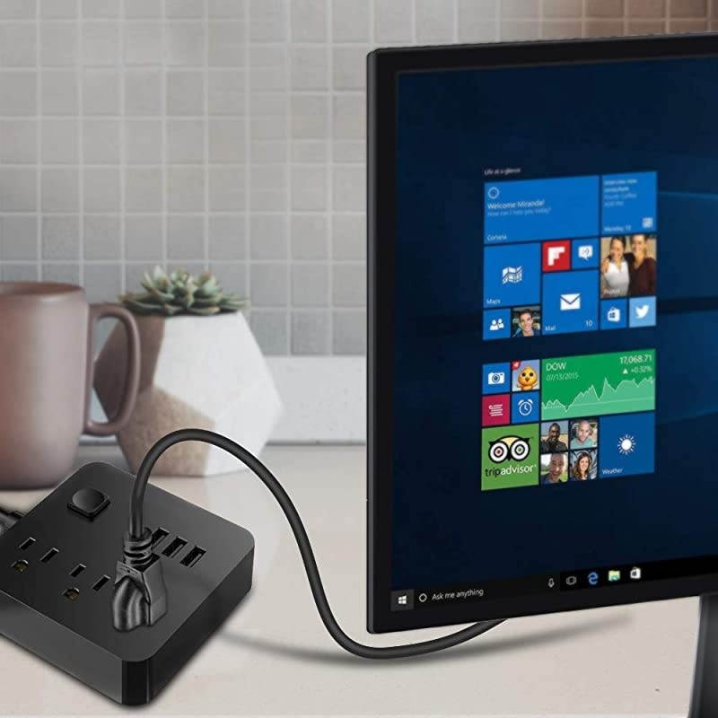 UL Listed 10Ft 3 Prong Plug AC Cable for Samsung Toshiba LG Sharp Sony AOC BenQ Acer Asus ViewSonic Dell Compaq Computer Monitor and LCD TV Epson Printer 10 Ft PC Power Cord