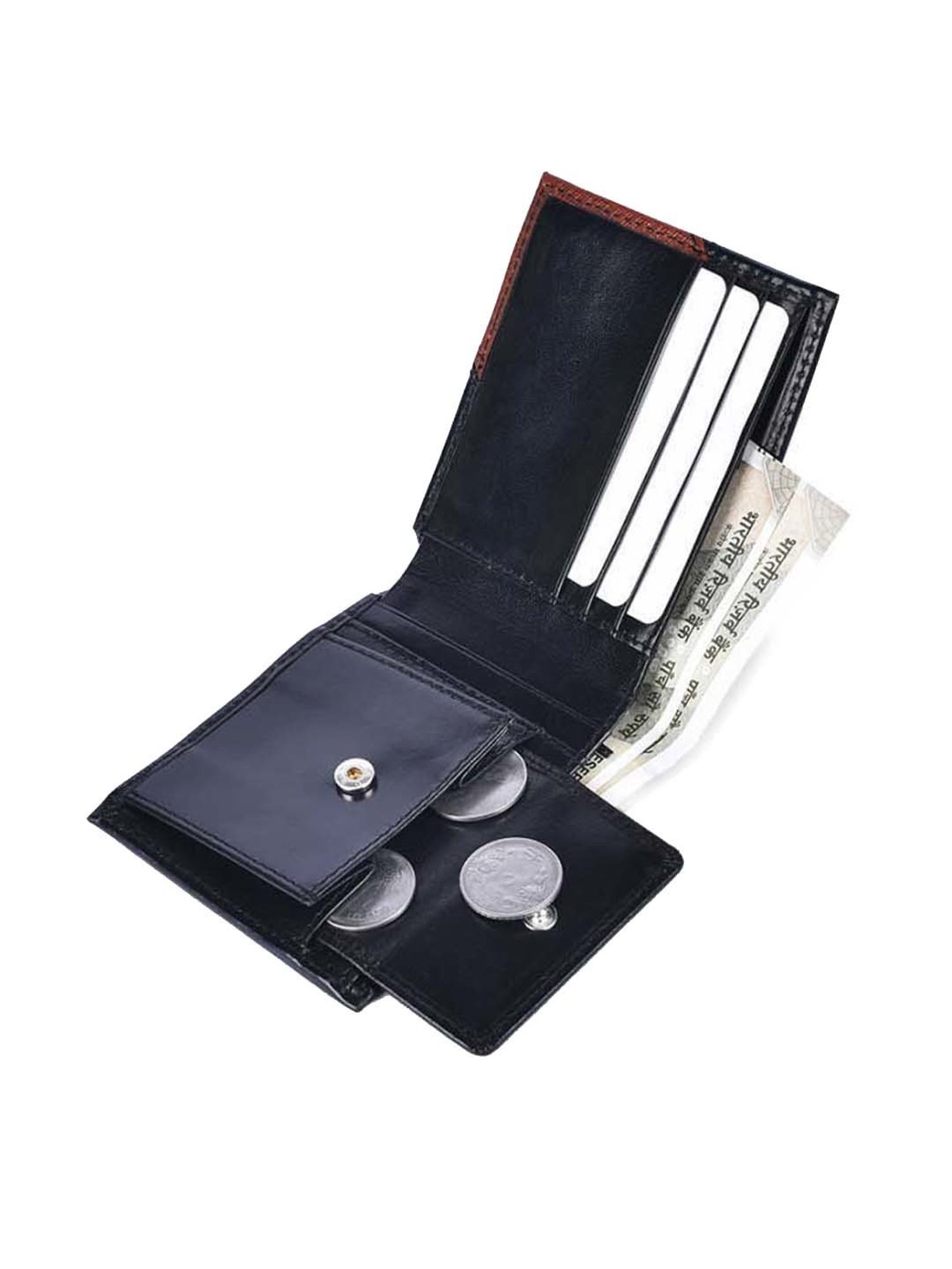 BELWABA Black Casual Leather Bi-Fold Wallet for Men