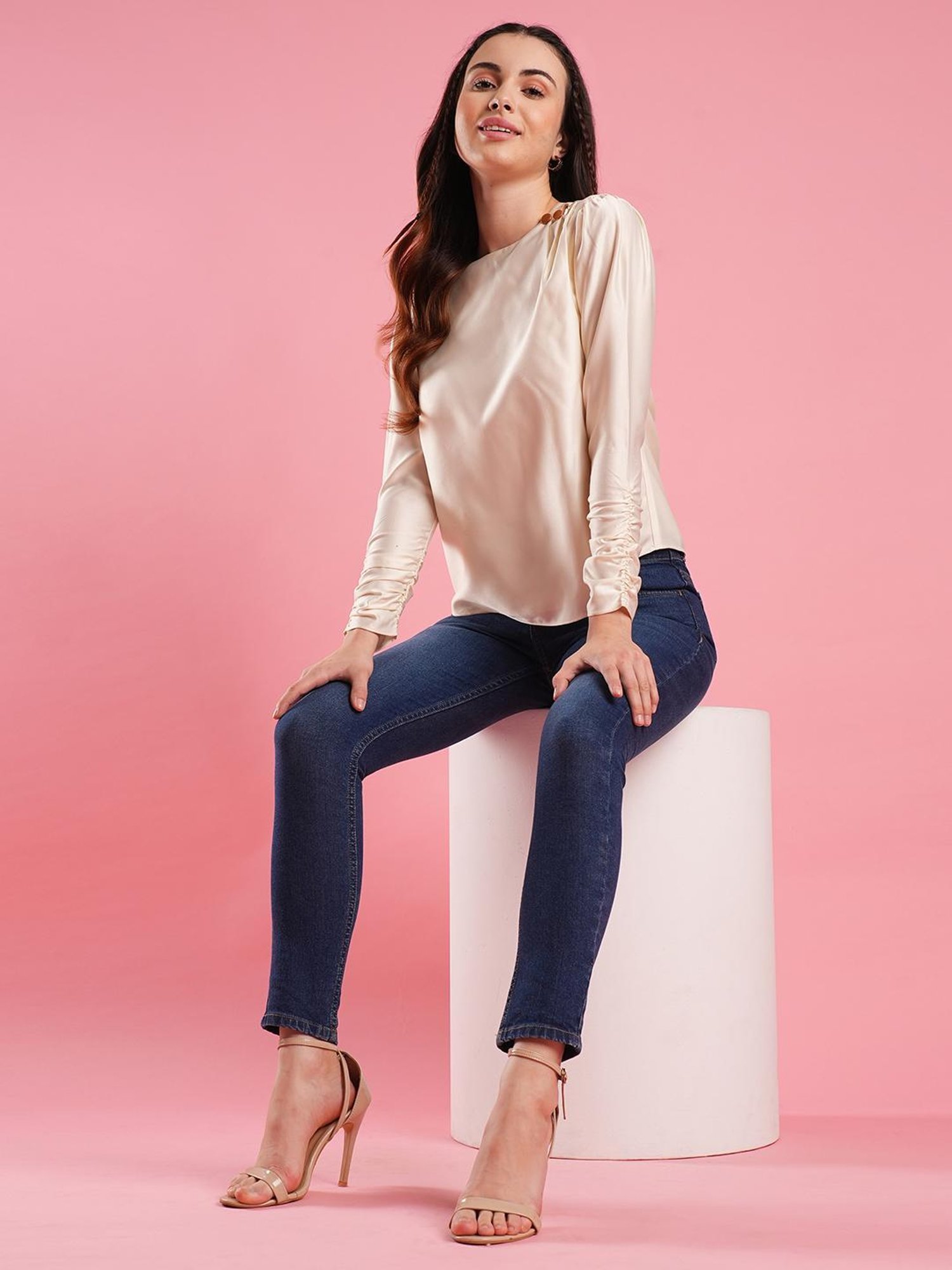 Globus White Regular Fit Top