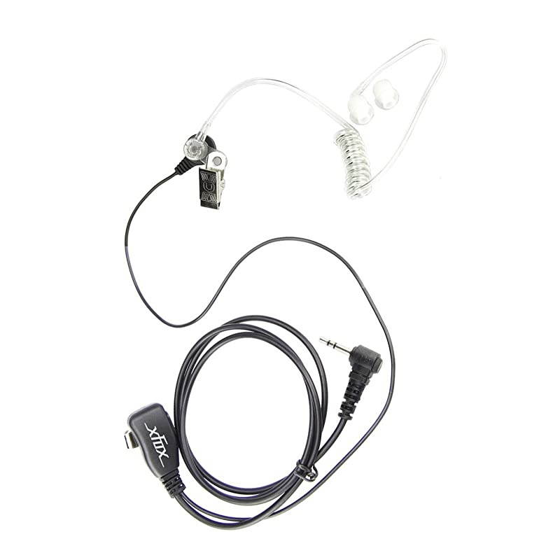 10Pcs M1PE1010 PTT Clear Acoustic Coil Tube Earpiece 1Pin 2.5mm Plug FBI Style Earphone with Push to Talk and Mic for Motorola Cobra Walkie Talkie Two Way Radios T6200C T5800 MH230R MT350R etc