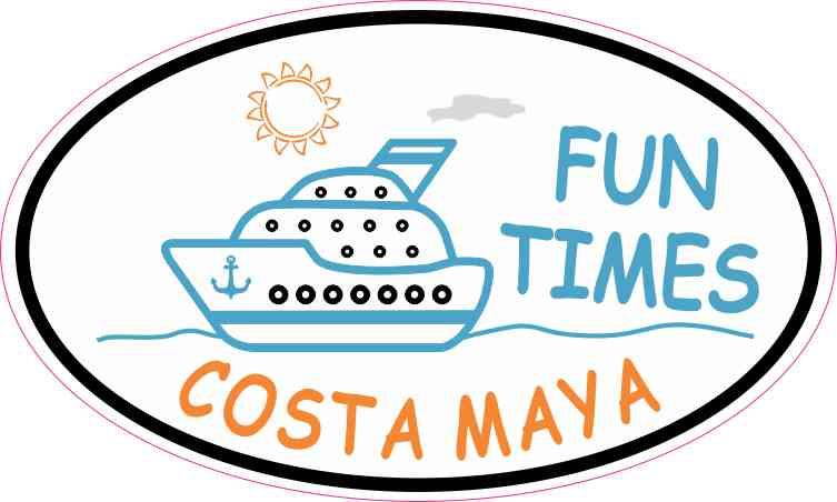 StickerTalk Cruise Ship Oval Costa Maya Vinyl Sticker, 5 inches by 3 inches
