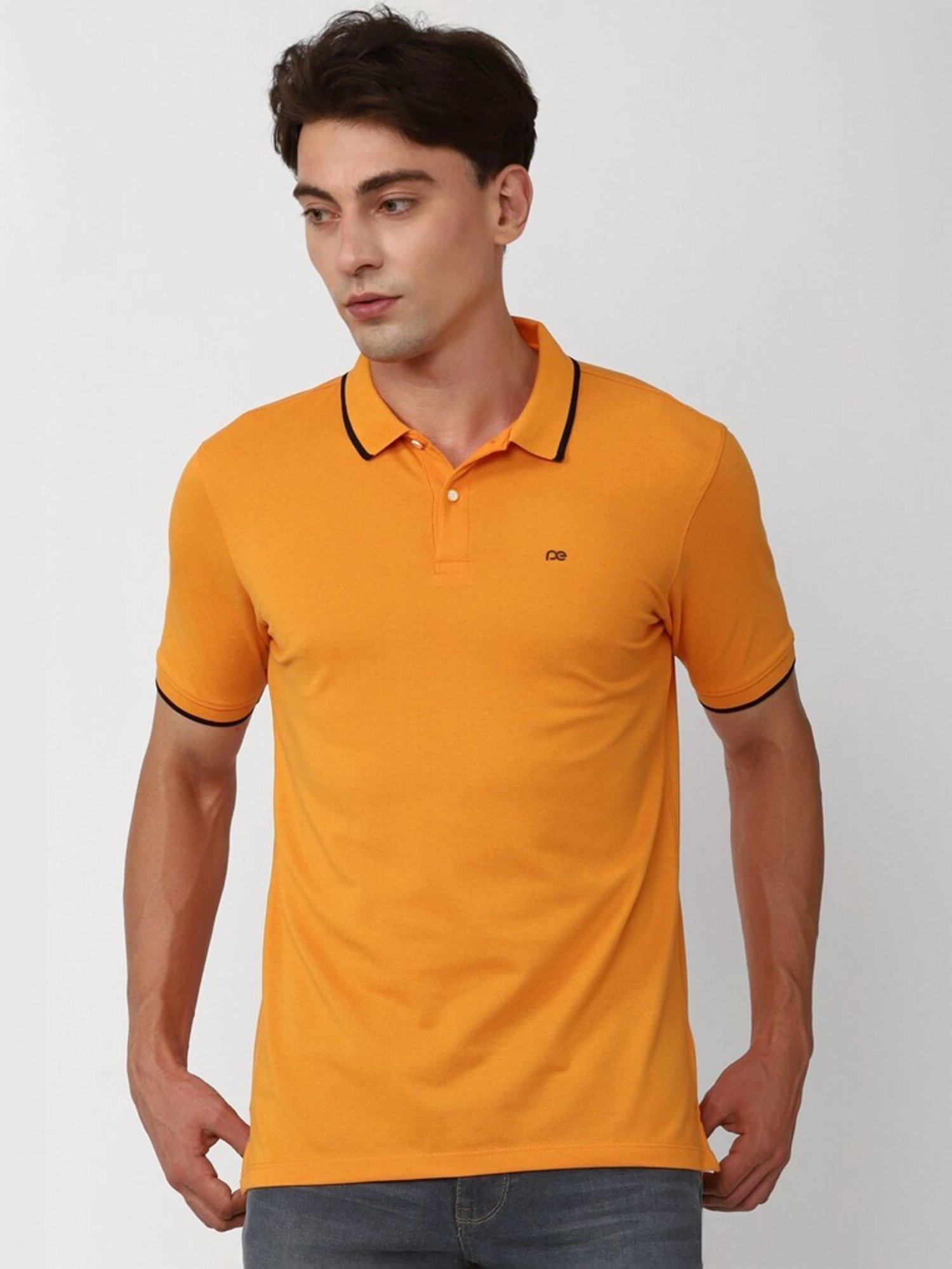 Peter England Orange Slim Fit Polo T-Shirt