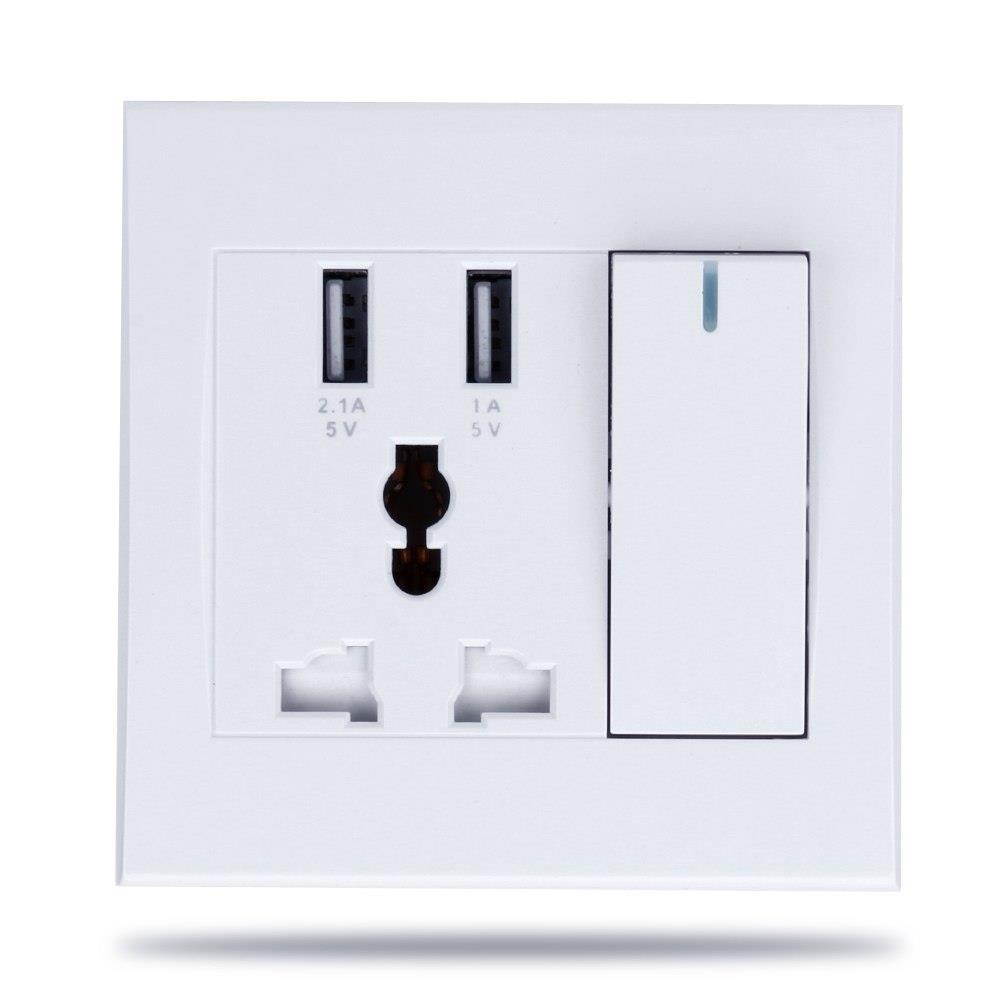 Universal 2100mA 5V 2 USB Wall Socket AC 110-250V Home Wall Charger 2 Ports USB Outlet Power Charger For Cellphone