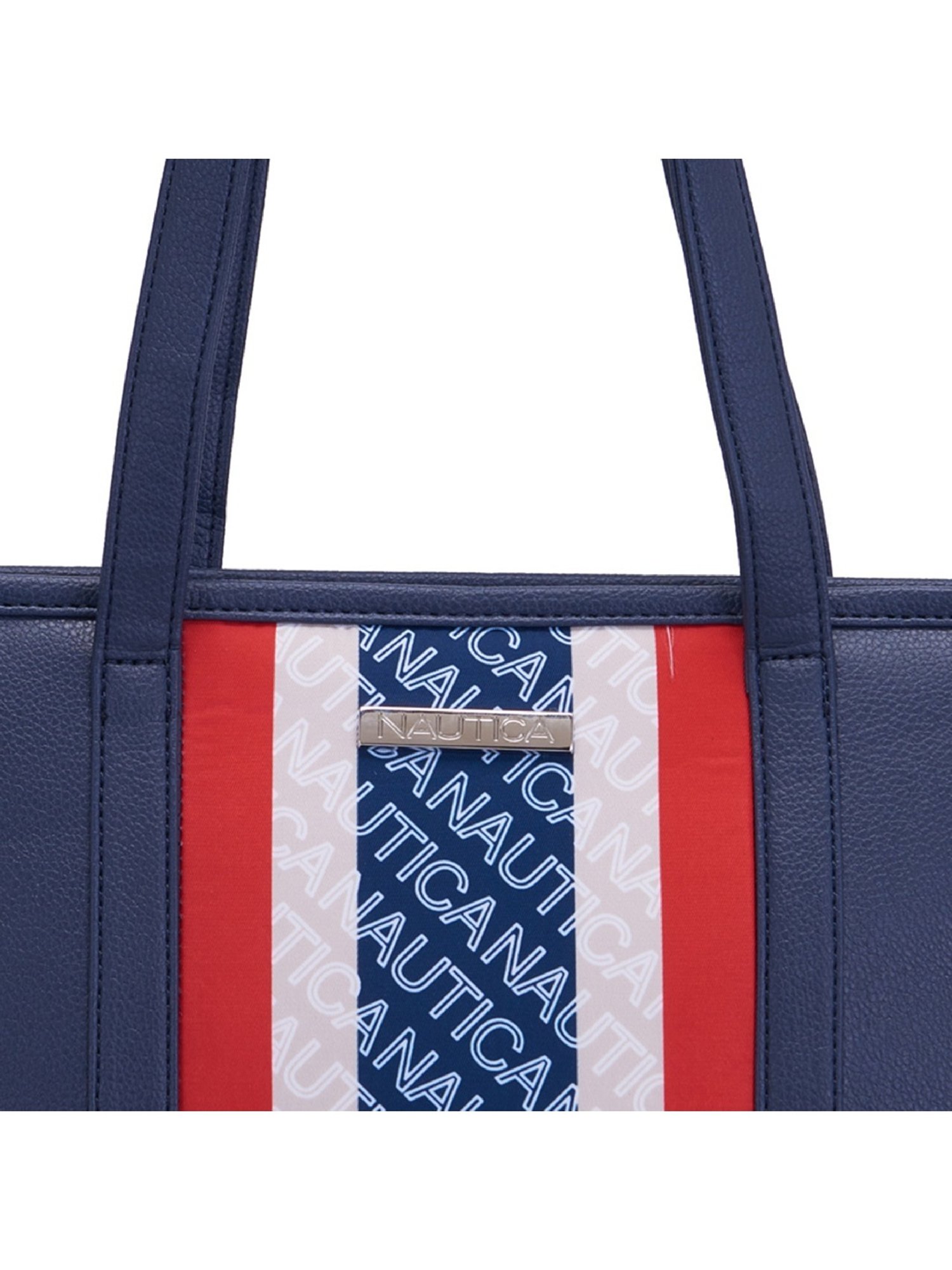 Nautica Navy Blue Printed Medium Tote Handbag