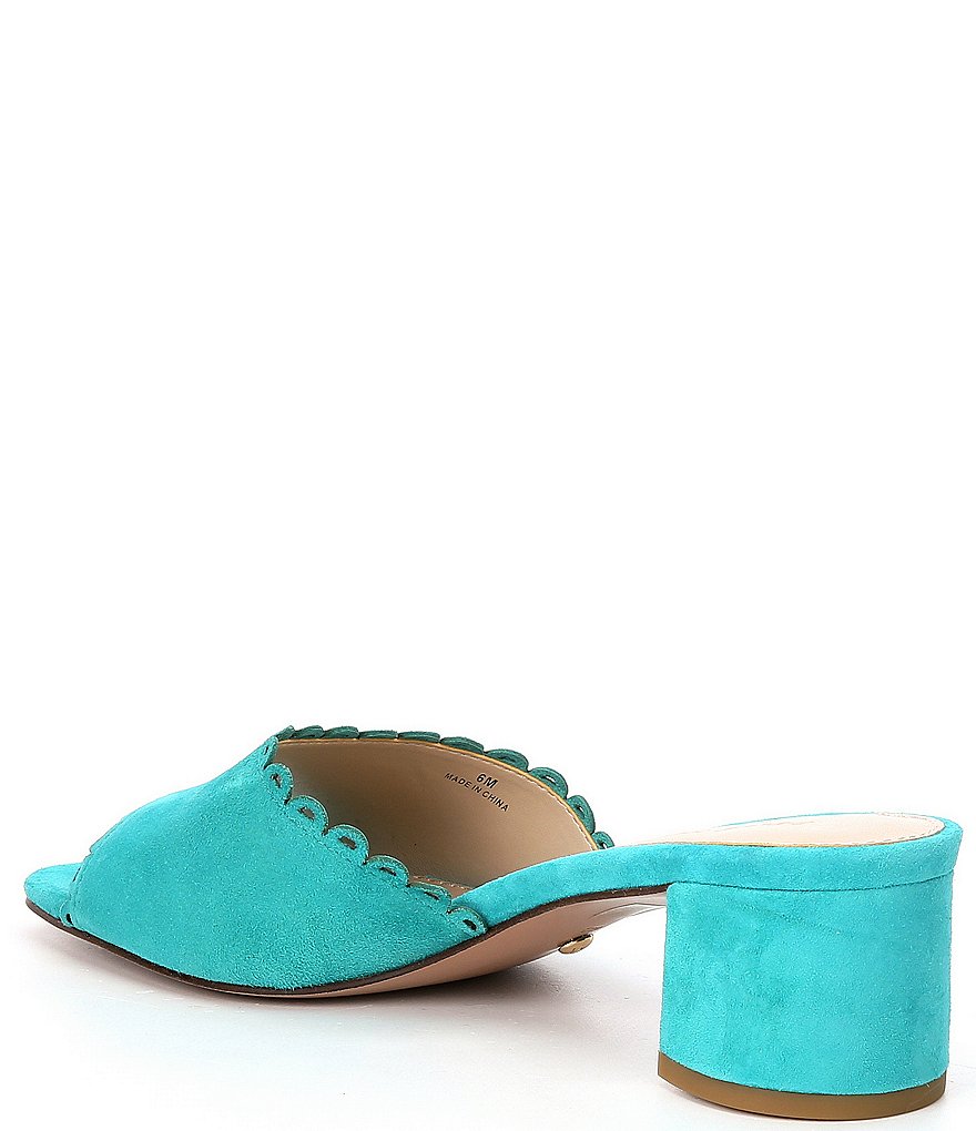 Pelle Moda Rayna Suede Scalloped Block Heel Slides