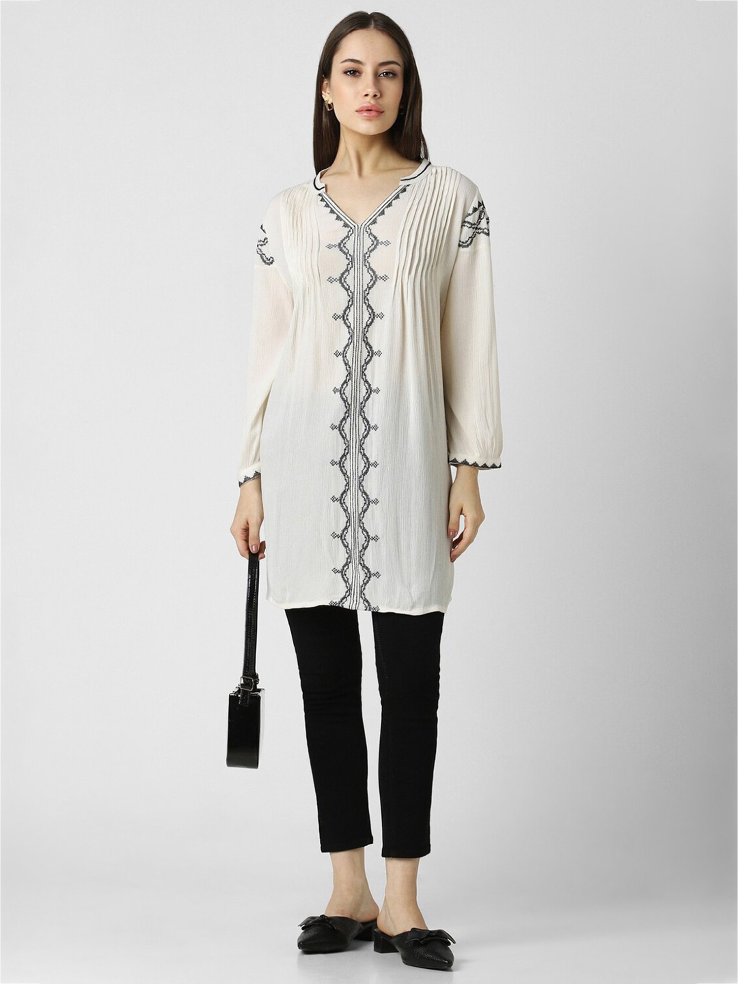 Van Heusen Beige Embroidered Tunic