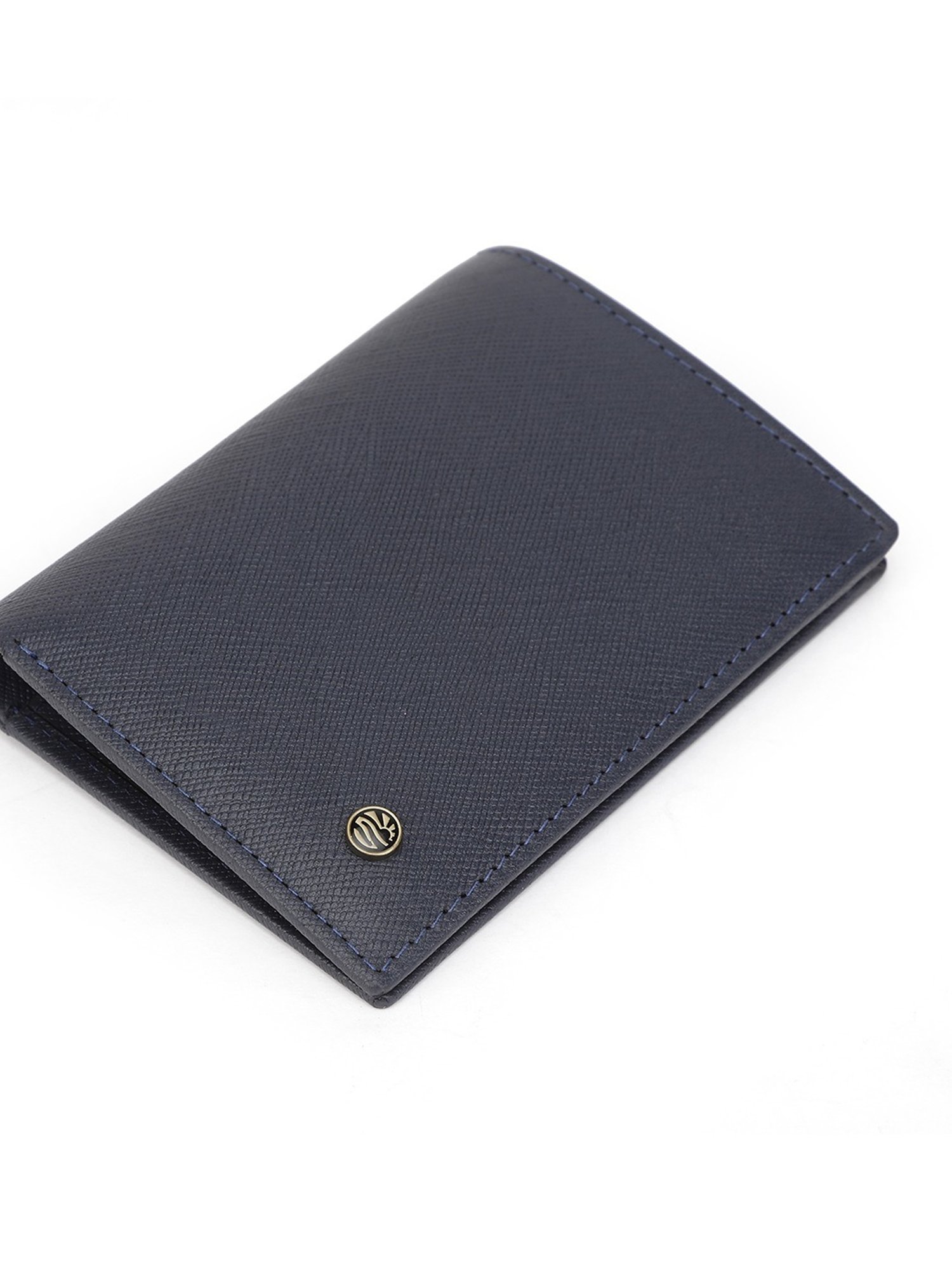 PERQUISITE Navy Casual Leather Bi-Fold Wallet for men
