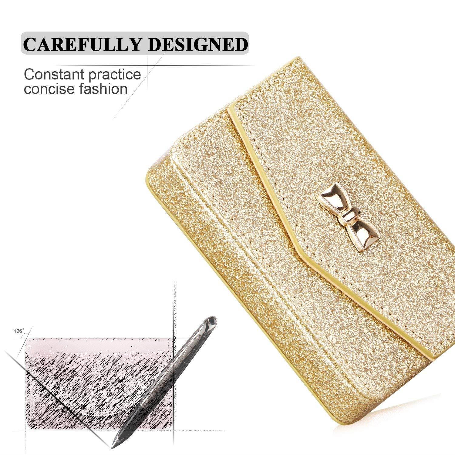 FYY Business Card Holder, Handmade Premium Leather Business Name Card Case Universal Card Holder with Magnetic Closure (Hold 30 pics of Cards) Gold