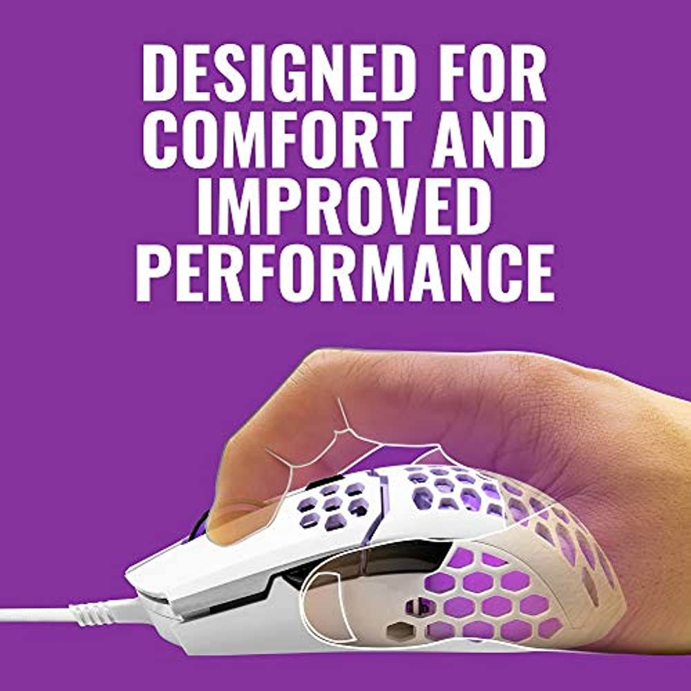 Cooler Master MM711 Gaming Mouse with Lightweight Honeycomb Shell, Ultraweave Cable, 16000 DPI Optical Sensor and RGB Accents