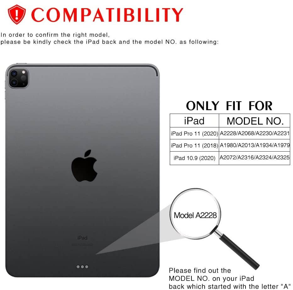 iPad Air 4th Gen Case Keyboard 2020 10.9 iPad - 2020/2018 11 iPad - Wireless Detachable BT Keyboard with Pencil Holder Charging - Auto Sleep/Wake Smart Cover (for 10.9/11 iPad Black)