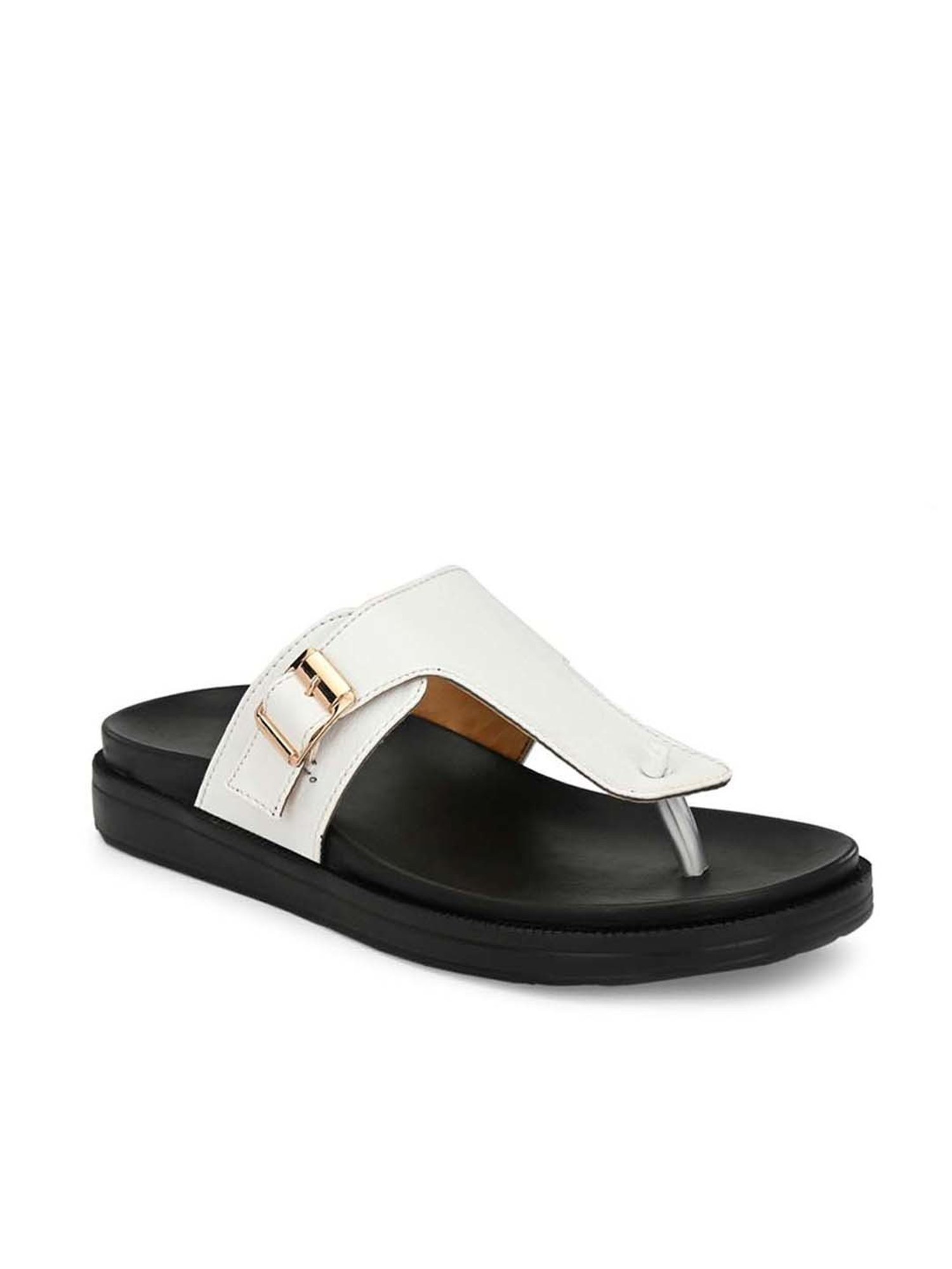 Eego Italy Men's White T-Strap Sandals