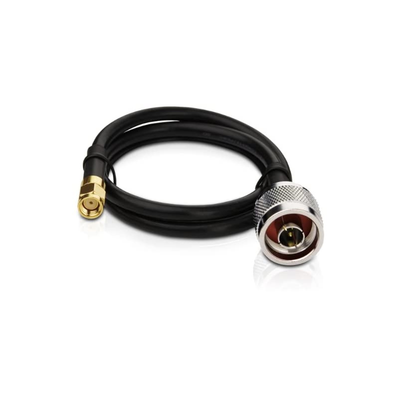 1M(3.3FT) RP-SMA Male with Female Pin to N Type Male Plug RG58 Coax Cable,Black(RG58-1M-P)
