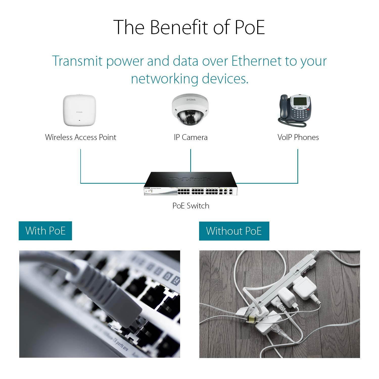 D-Link PoE Switch, 8 Port Smart Managed Gigabit Ethernet Layer 2 VLAN Control (DGS-1100-08P)