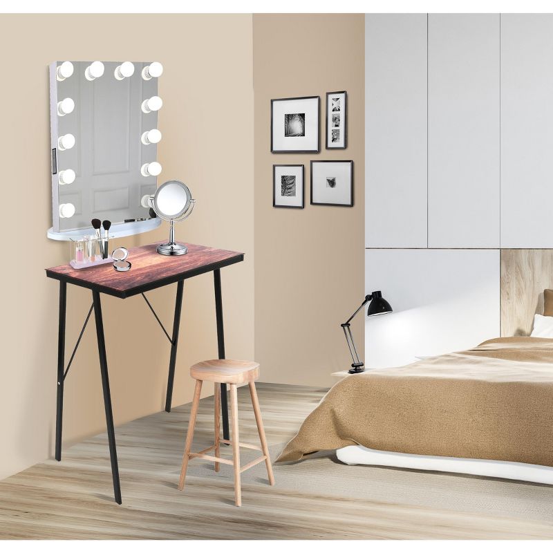 Joy Glass Standing Desk - 31" Modern Multifunctional Table - Wood Grain Print - Stand Steady