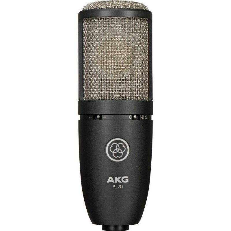 AKG Perception 220 - Large-diaphragm Cardioid Condenser Microphone with Heavy-duty Construction, 20dB Pad, Bass Roll-off, Shockmount, and Metal Case