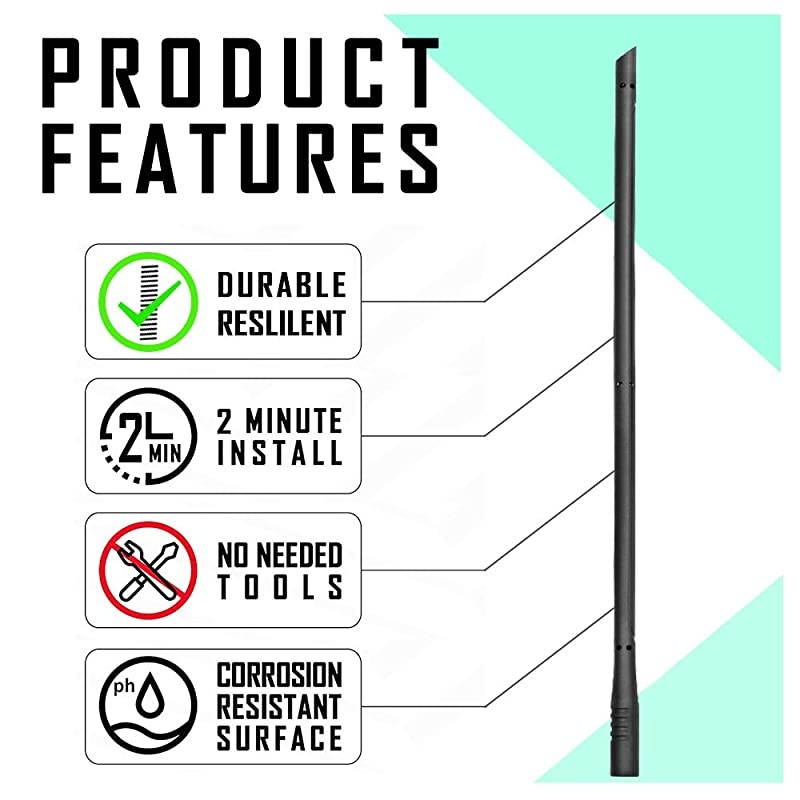 Radio Antenna for Chevy Silverado, GMC Sierra Antenna,13 inch Unique Design (M7 Thread) Copper Core, Fit OEM 22876544 22876545 22936386 15074562