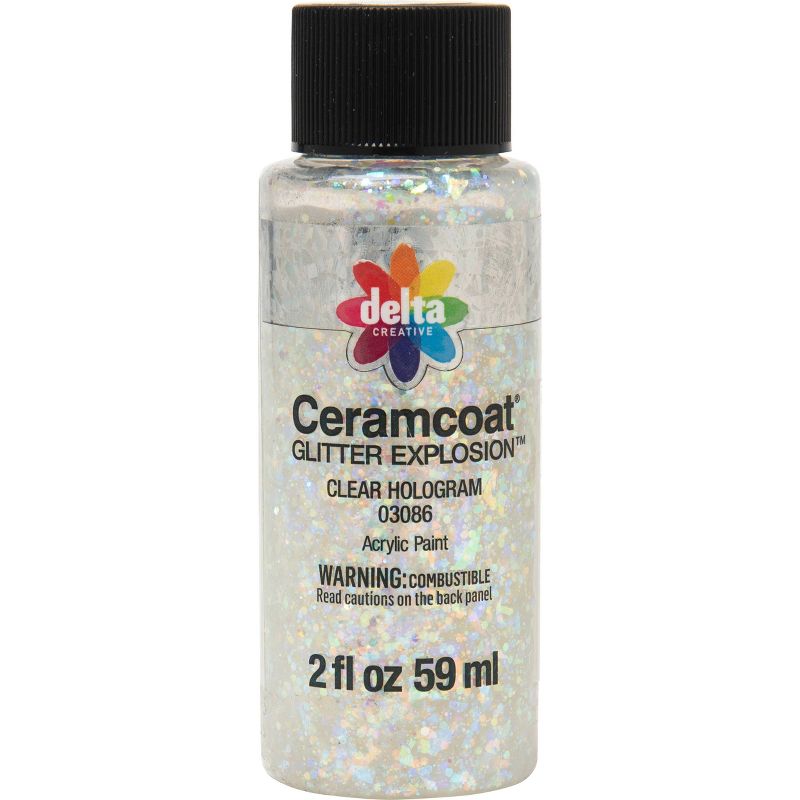 Delta Ceramcoat Glitter Explosion Acrylic Paint (2oz) - Clear Hologram