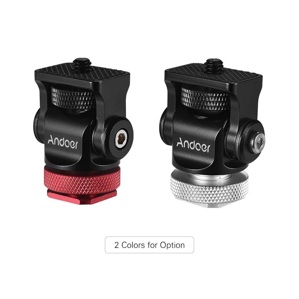 Andoer 180&deg; Rotary Mini Ball Head Ballhead Hot Flash Shoe Mount Adapter 1/4 Inch Screw with Wrench for DSLR Camera Microphone LED Video Light Monitor Tripod Monopod