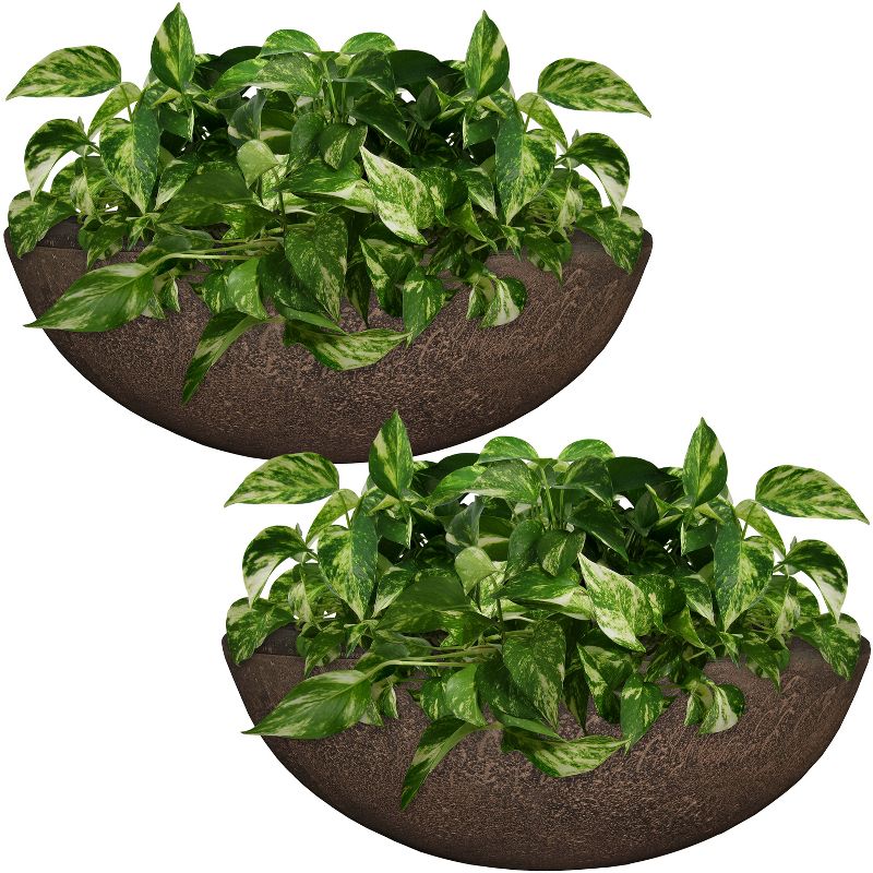 Sunnydaze Indoor/Outdoor Patio, Garden, or Porch Weather-Resistant Double-Walled Percival Flower Pot Planter - 21" - Sable Finish - 2pk