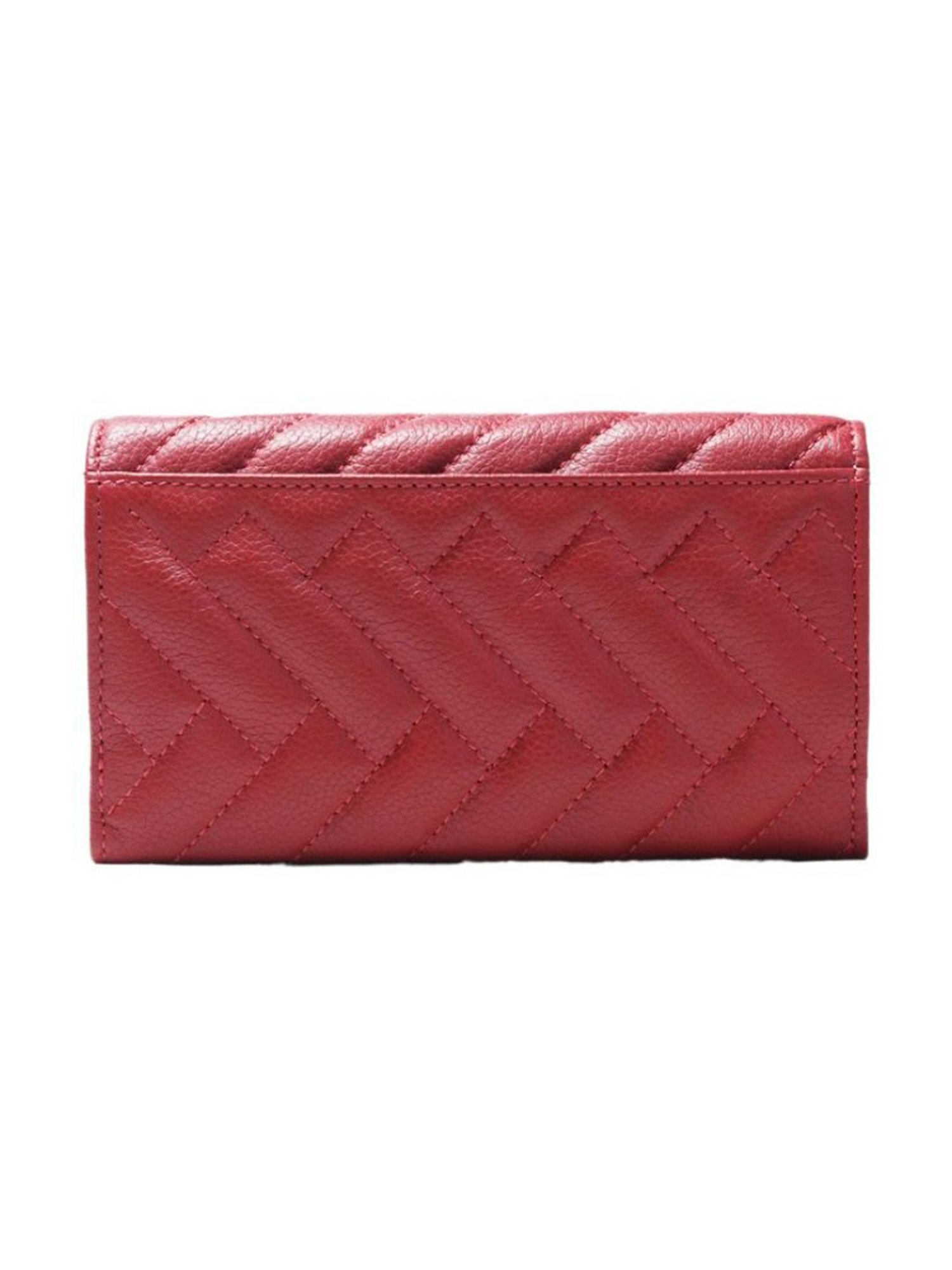 RI2K London Red Leather Quilted Tri-Fold Wallet