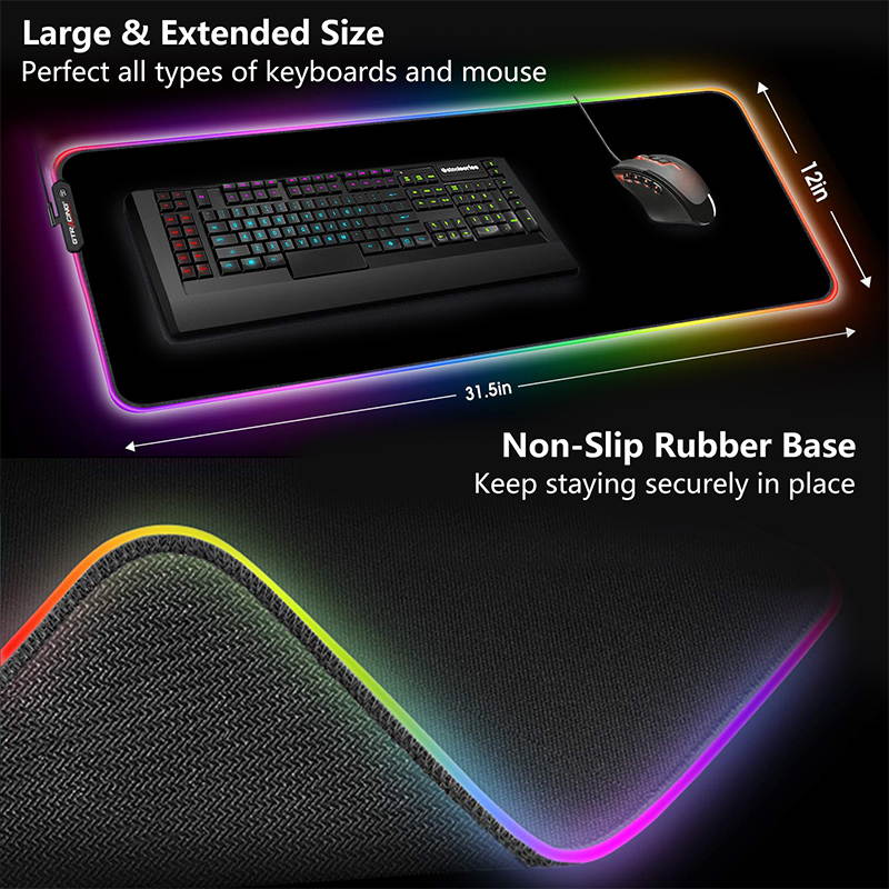 GTRACING RGB Gaming Mouse Pad,Extended Computer Keyboard Mat with Lighting Modes and Durable Stitched Edges and Non-Slip Rubber Base, Computer Keyboard Mousepads Mat,31.5X 11.8in